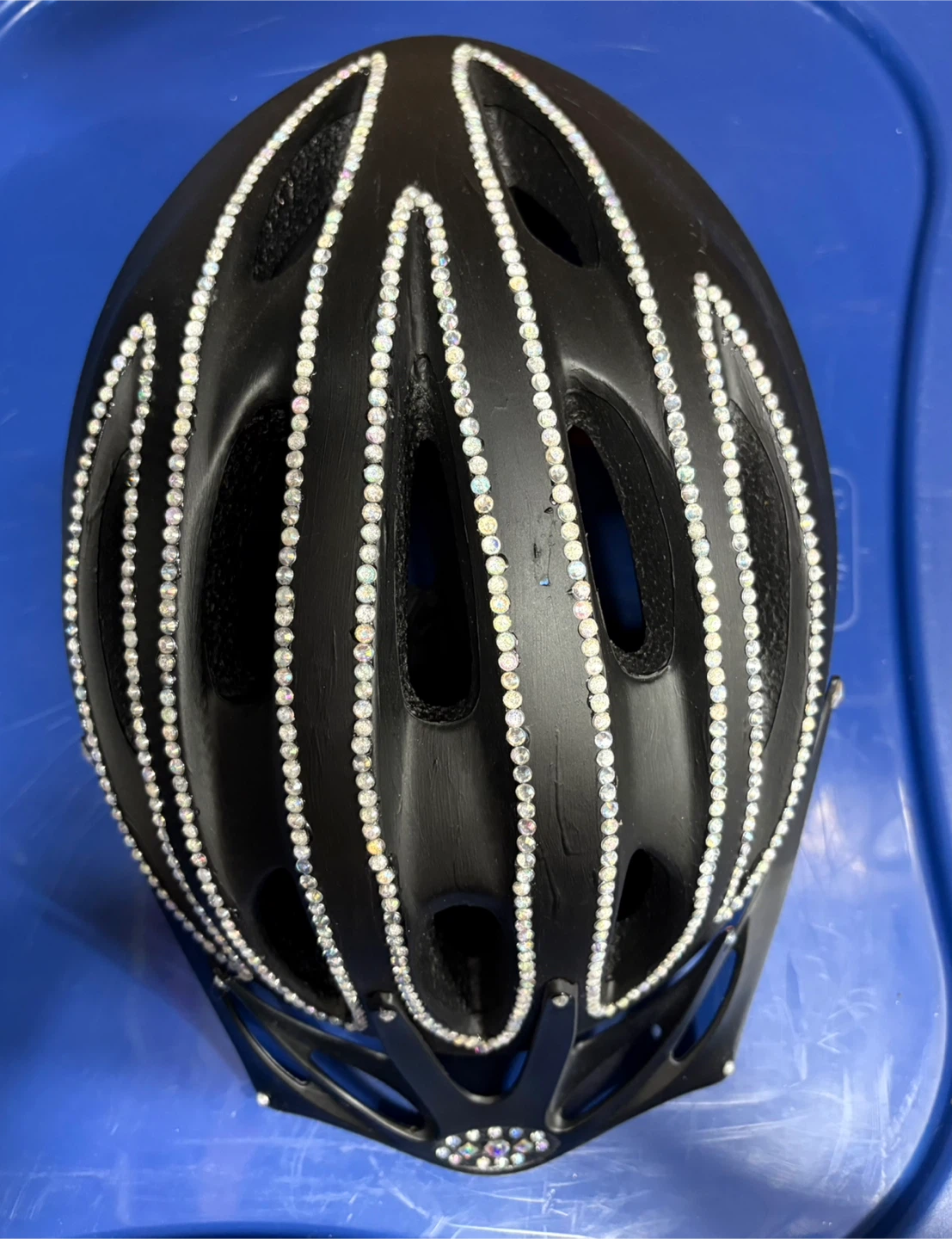 Small Custom Black Bike Helmet with Rhinestones - photo 4
