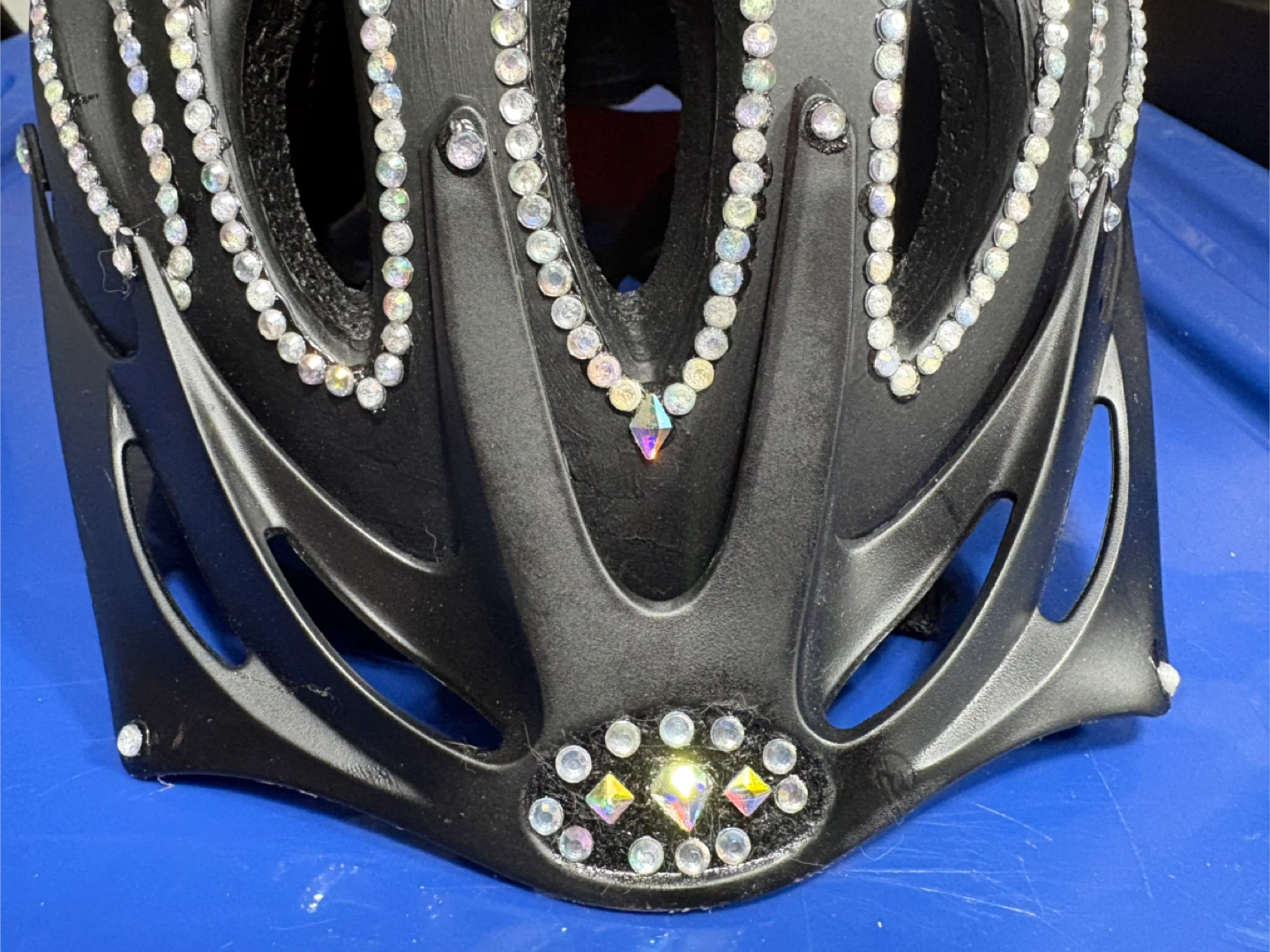 Small Custom Black Bike Helmet with Rhinestones - photo 2
