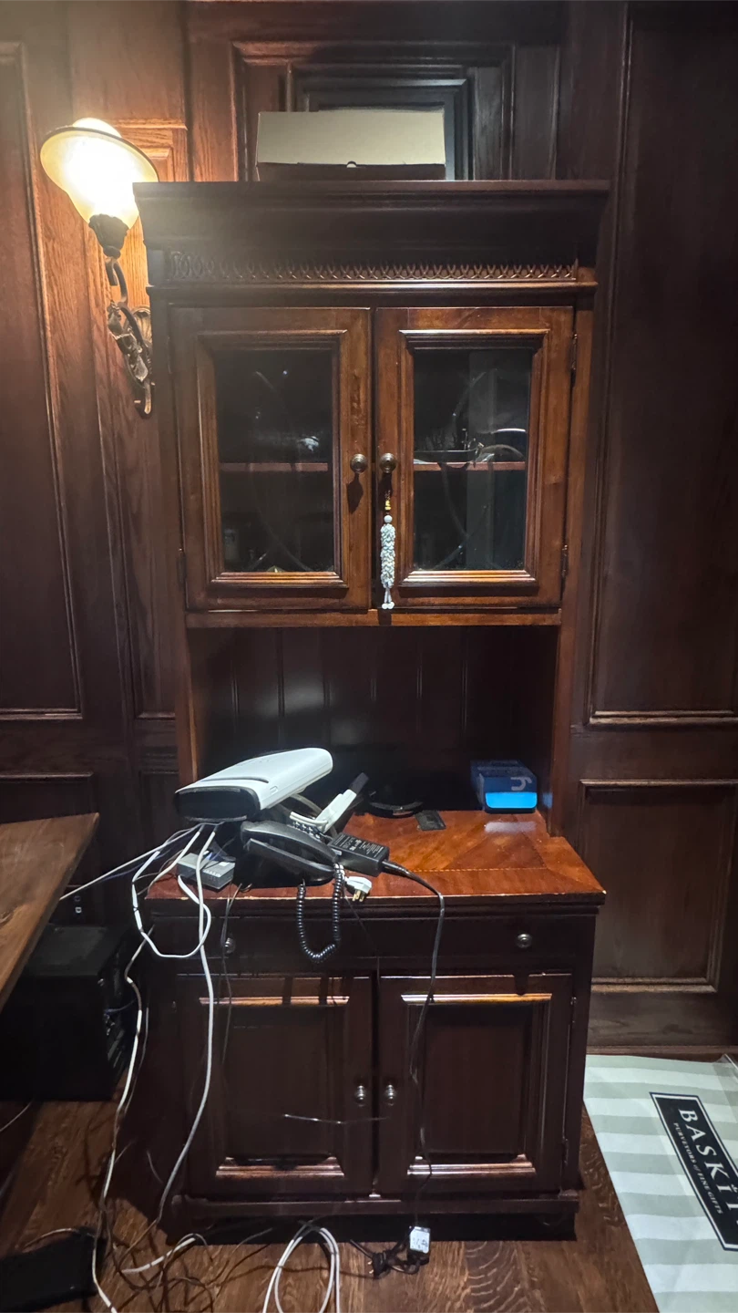 Wooden Hutch Cabinet - Dark Brown