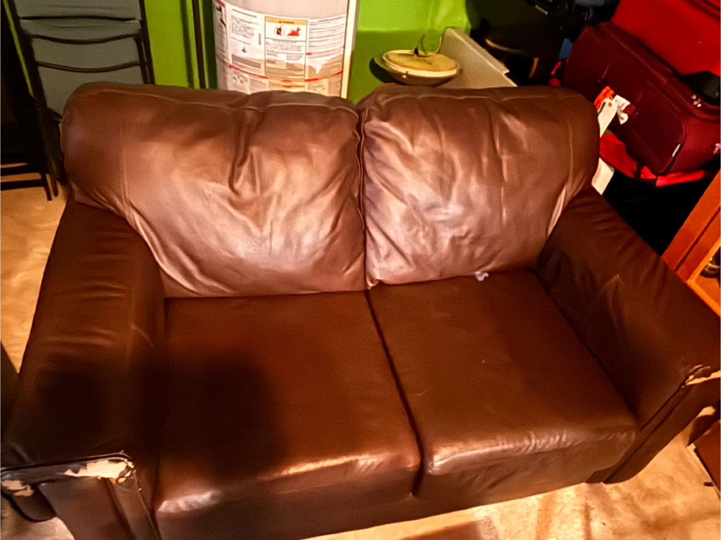 Brown Leather Loveseat Sofa