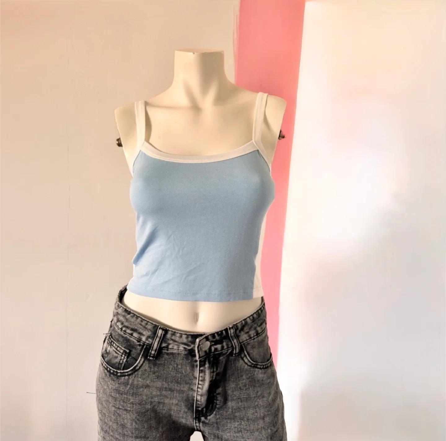 Blue and White Tank Top