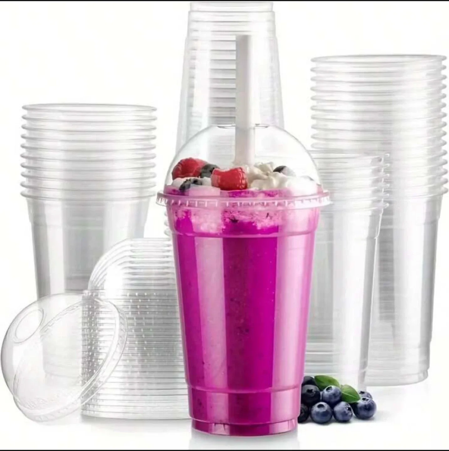 Plastic Disposable Cups with lids - 680ml & 350ml