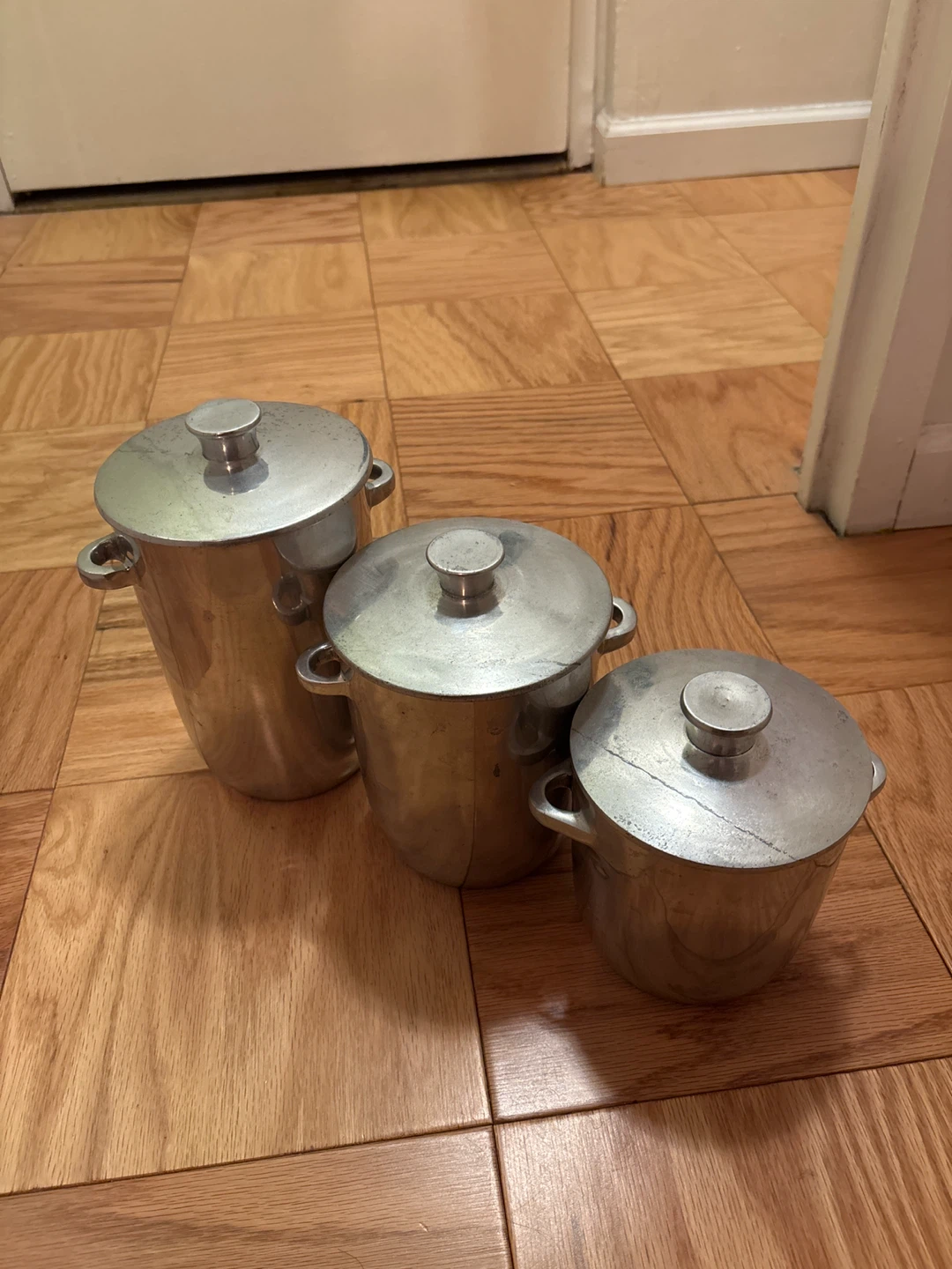 Pottery Barn Silver Pots with Lids (Set of 3) - photo 2