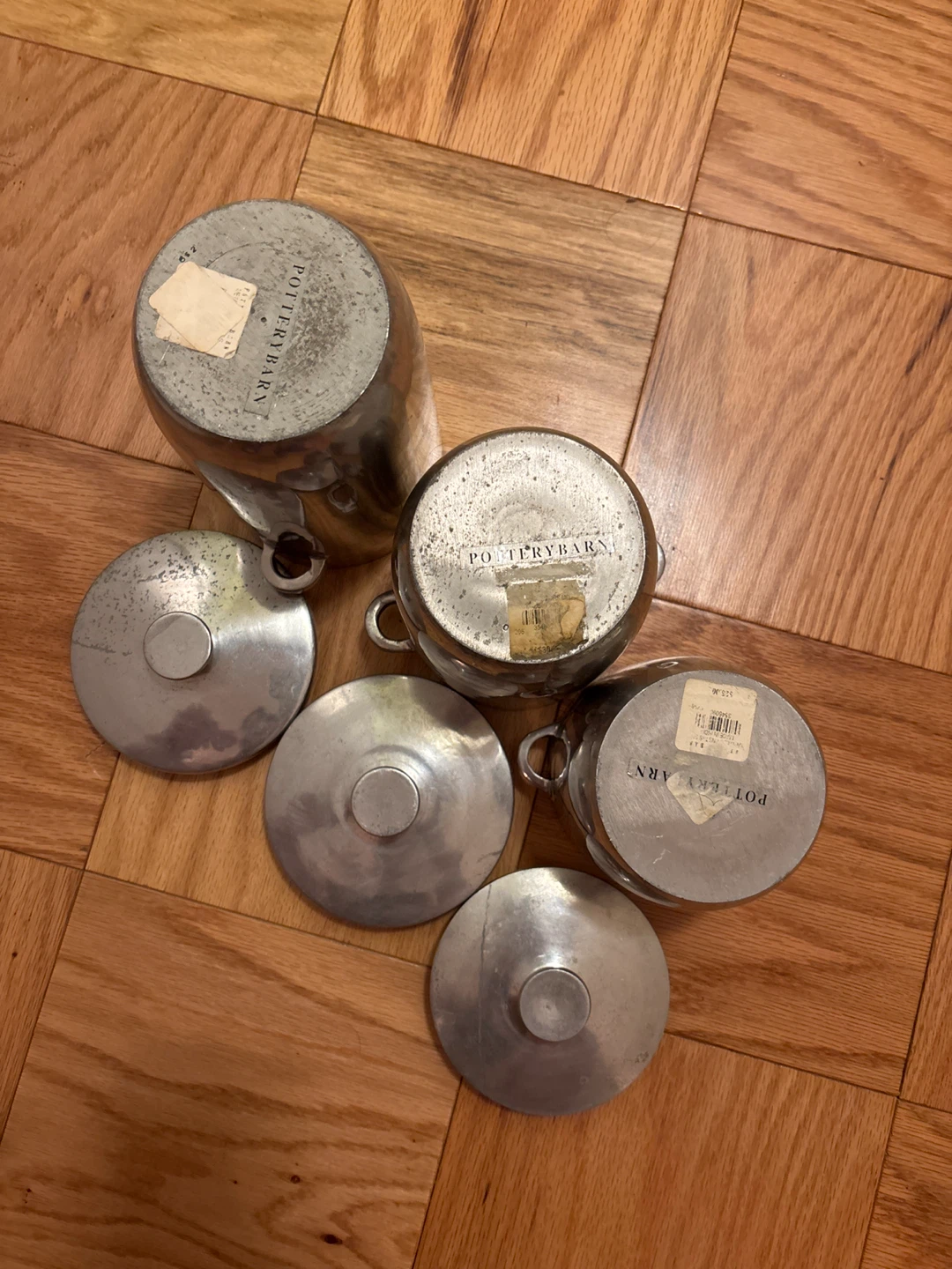 Pottery Barn Silver Pots with Lids (Set of 3) - photo 4