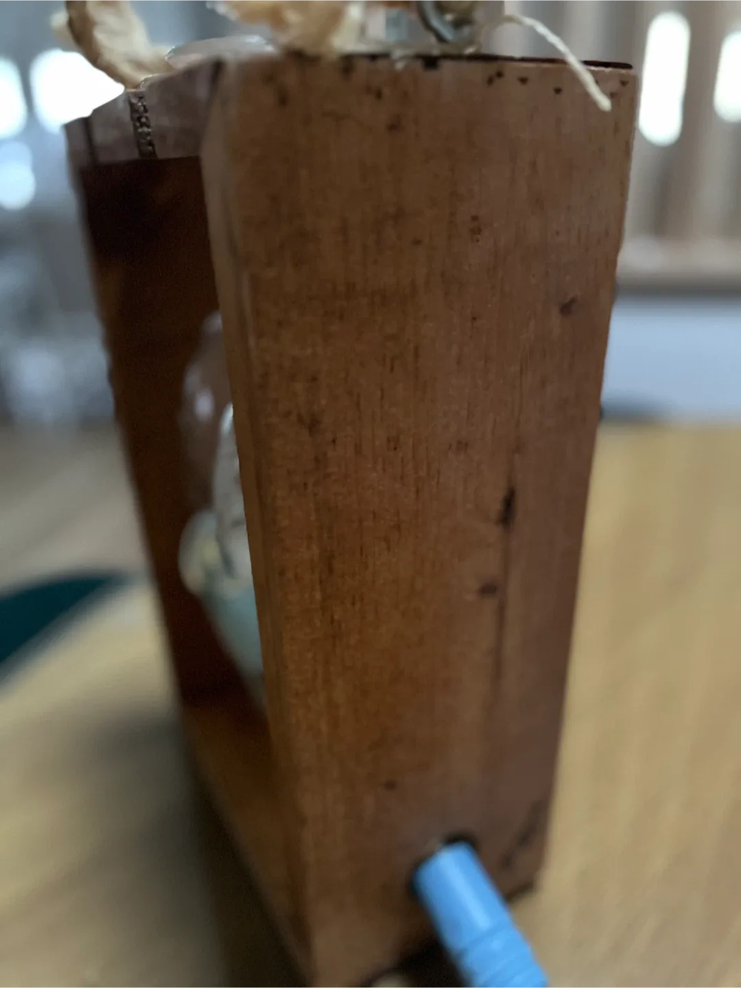 Solid wood wine bottle and pair of glasses holder image indicator(2)