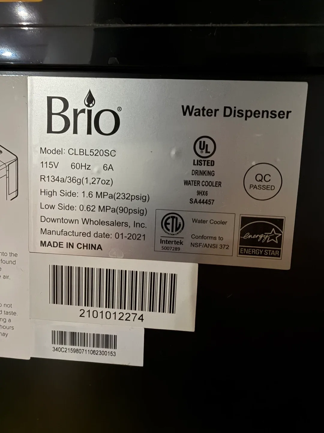 Brio CLBL520SC Water Dispenser image indicator(5)