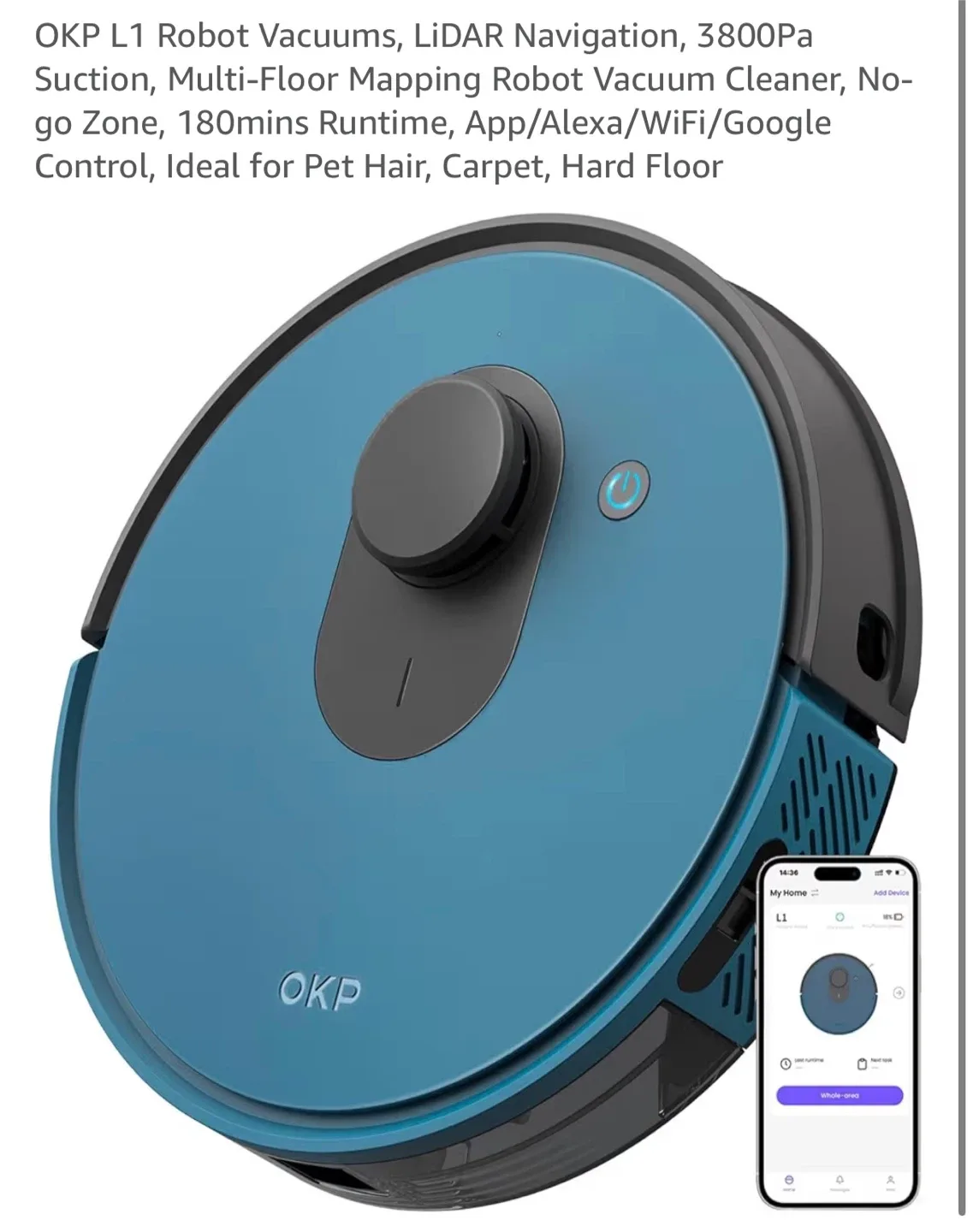 OKP L1 Robot Vacuum Cleaner - Like New!