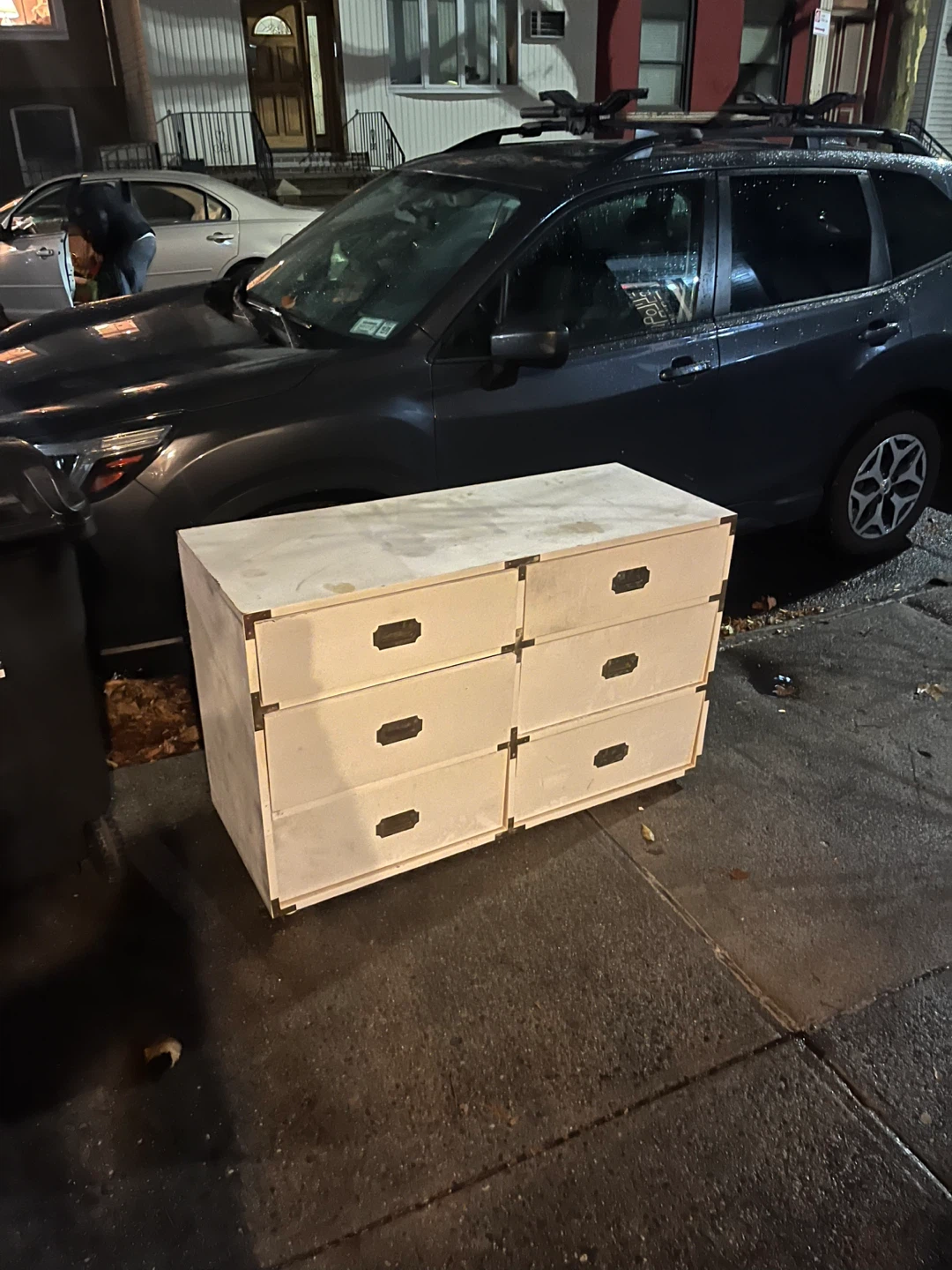 White 6-Drawer Dresser with Brass Hardware
