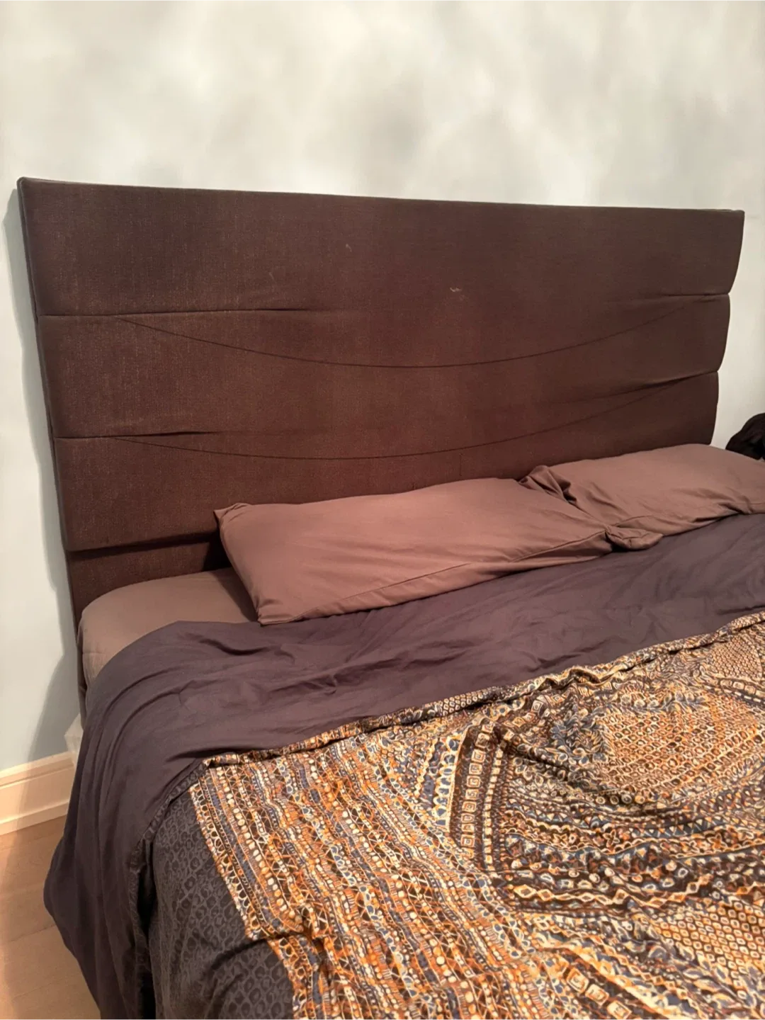 Upholstered Headboard - Brown king with bedframe