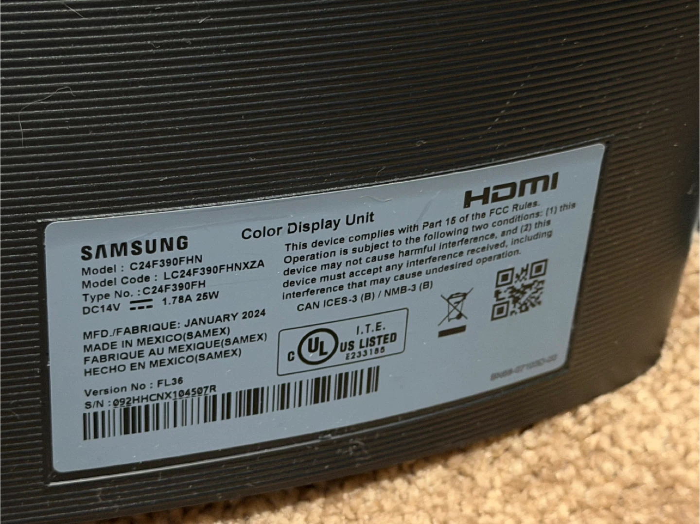 Samsung C24F390FHN 24″ Curved Monitor - photo 2
