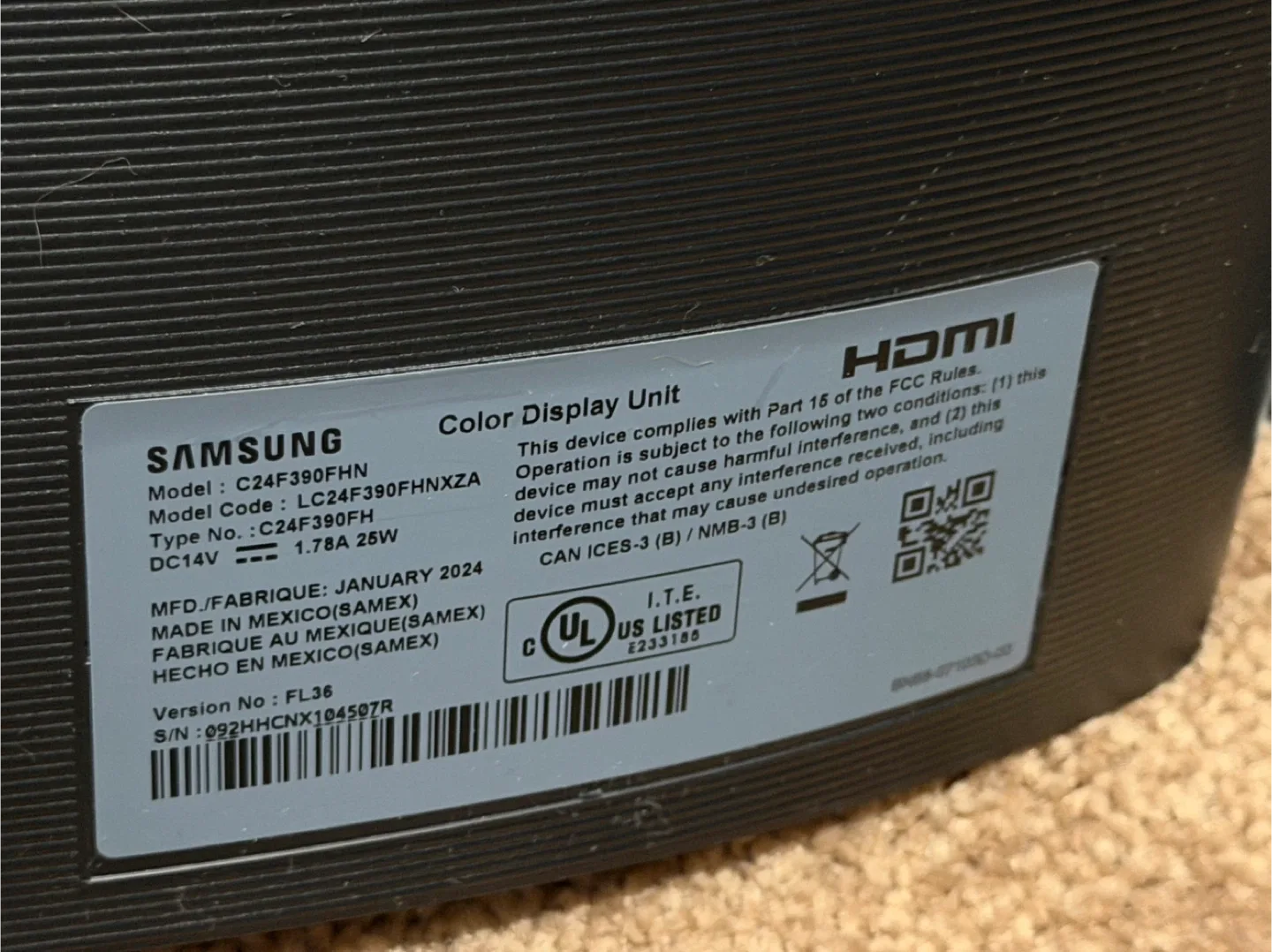 Samsung C24F390FHN 24″ Curved Monitor image indicator(2)