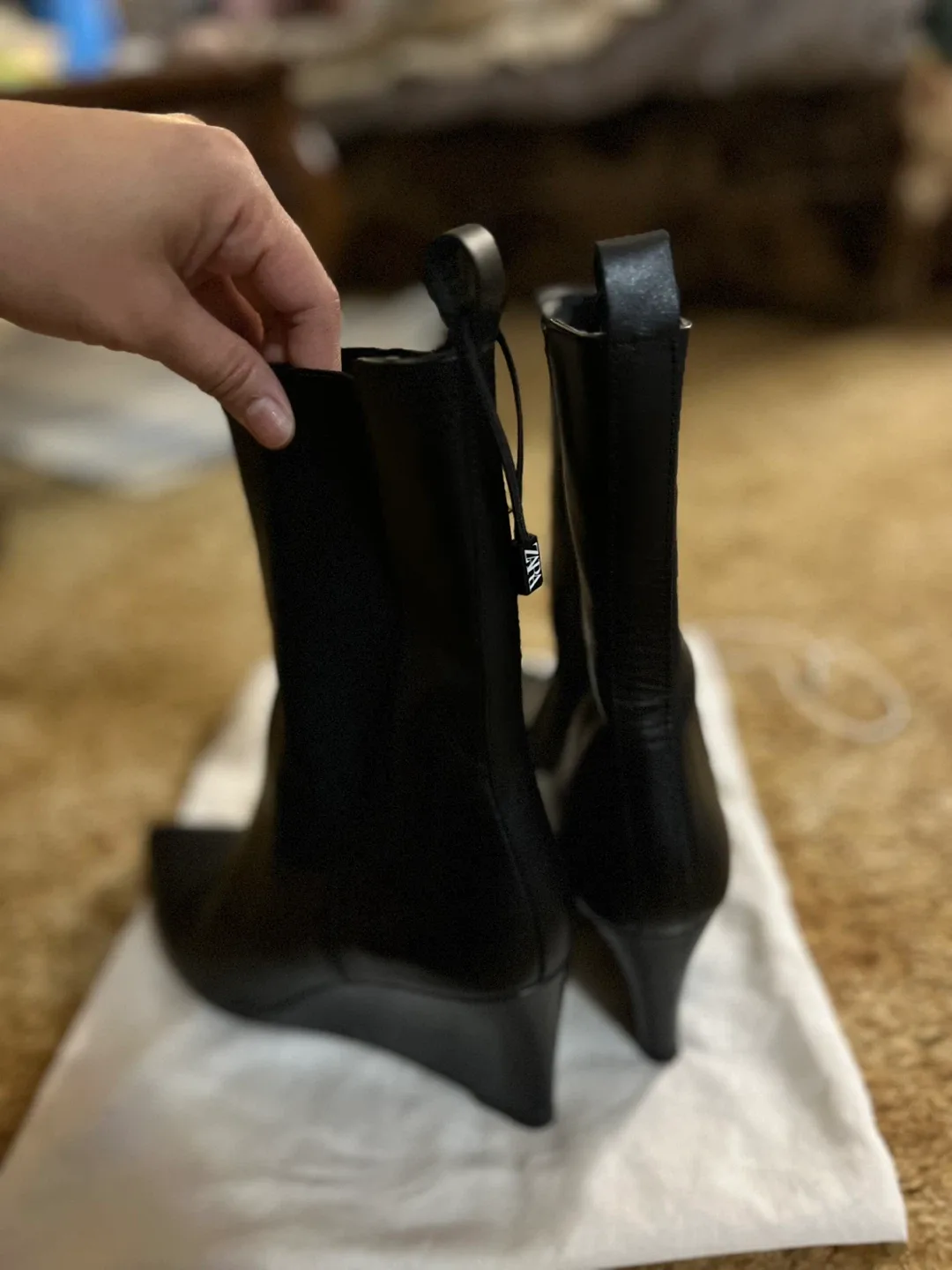Zara Black Wedge Ankle Boots image indicator(3)