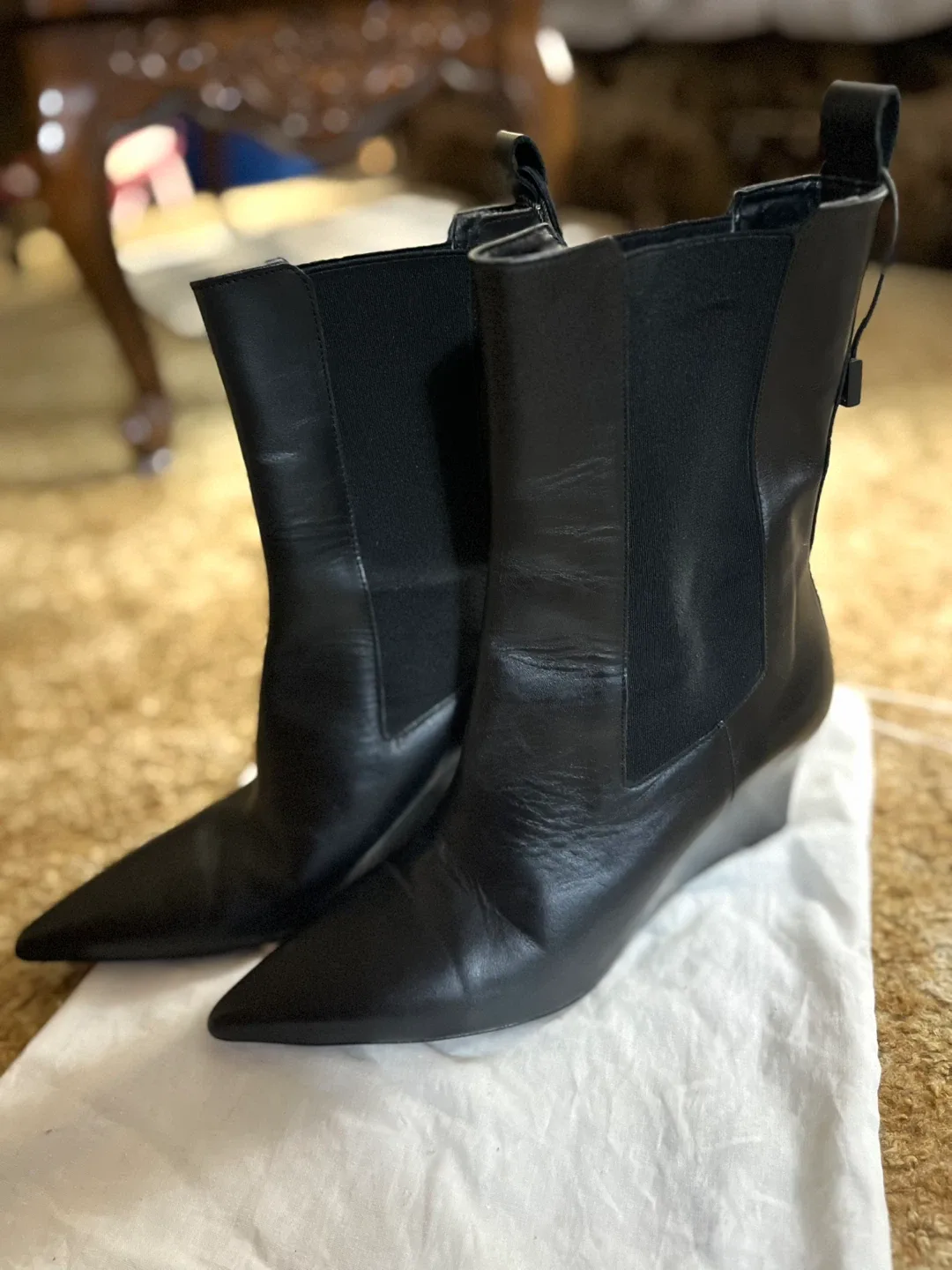 Zara Black Wedge Ankle Boots image indicator(2)