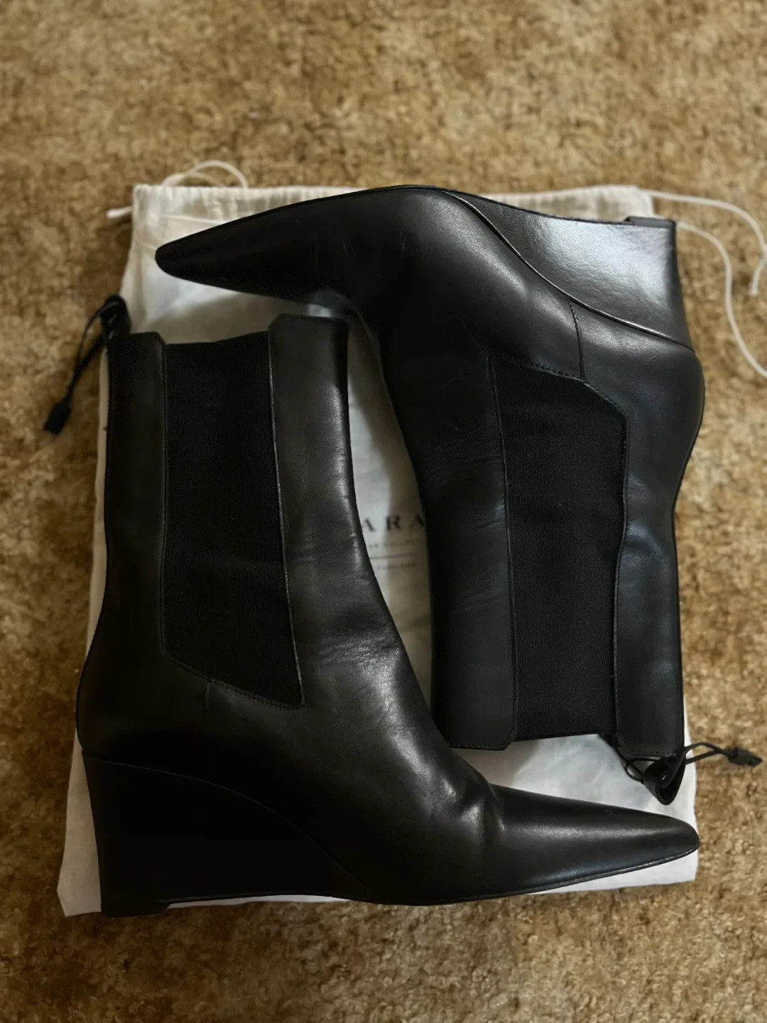 Zara Black Wedge Ankle Boots