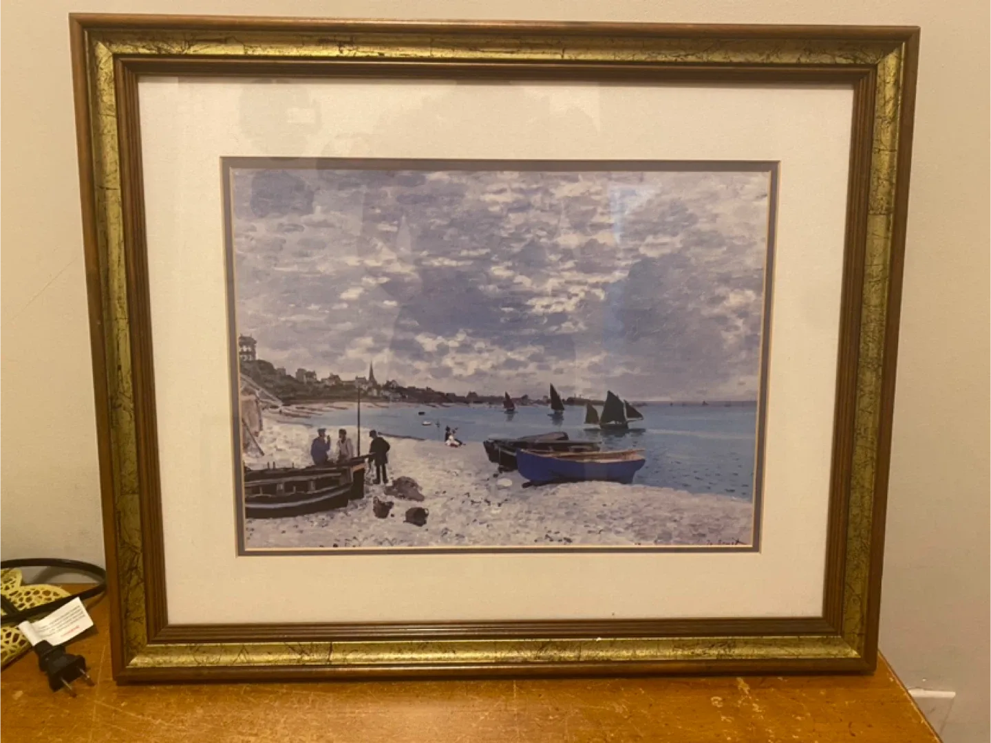 Framed Monet Print - The Beach at Sainte- Adresse