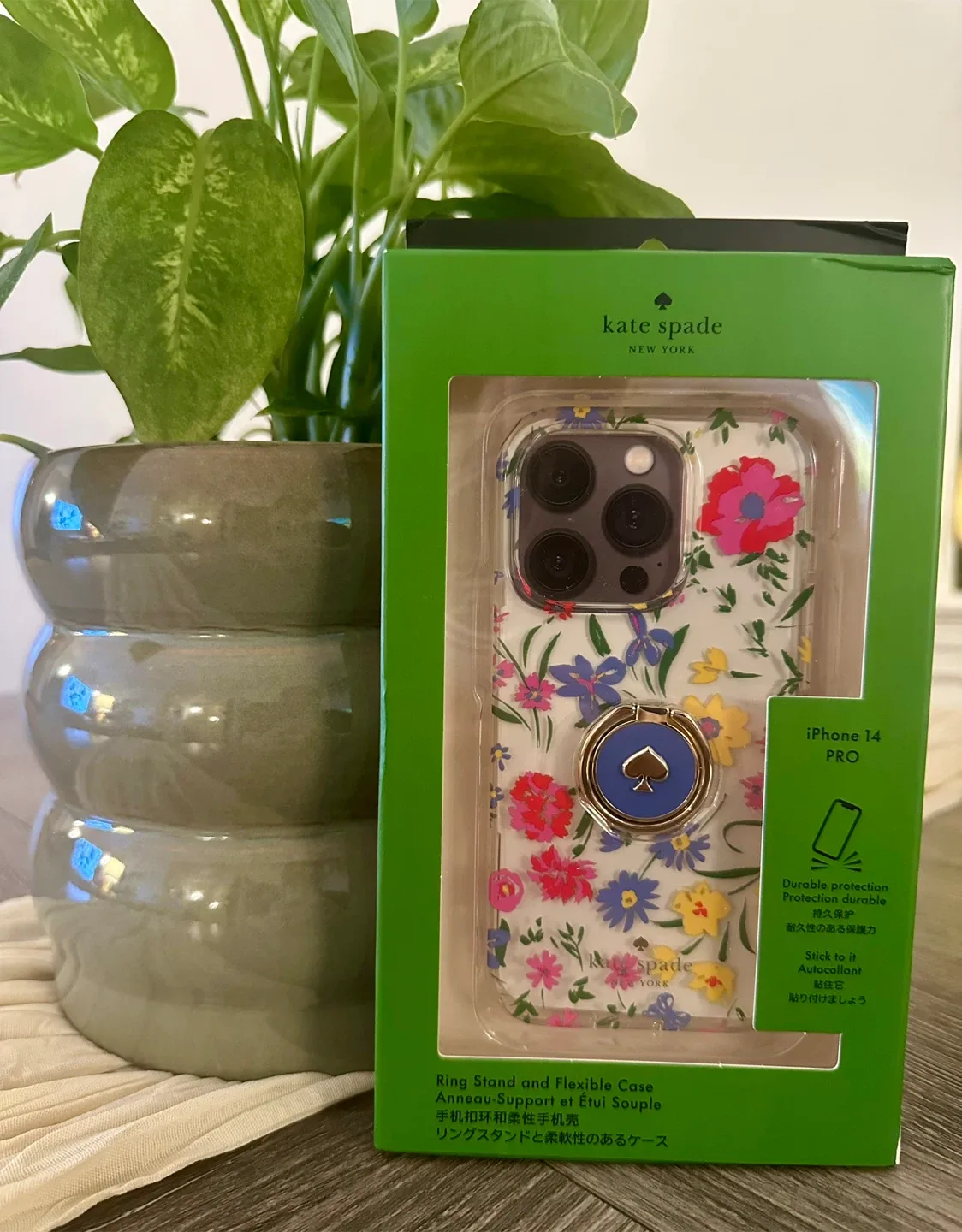 Kate Spade iPhone 14 Pro Floral Case with Ring Stand