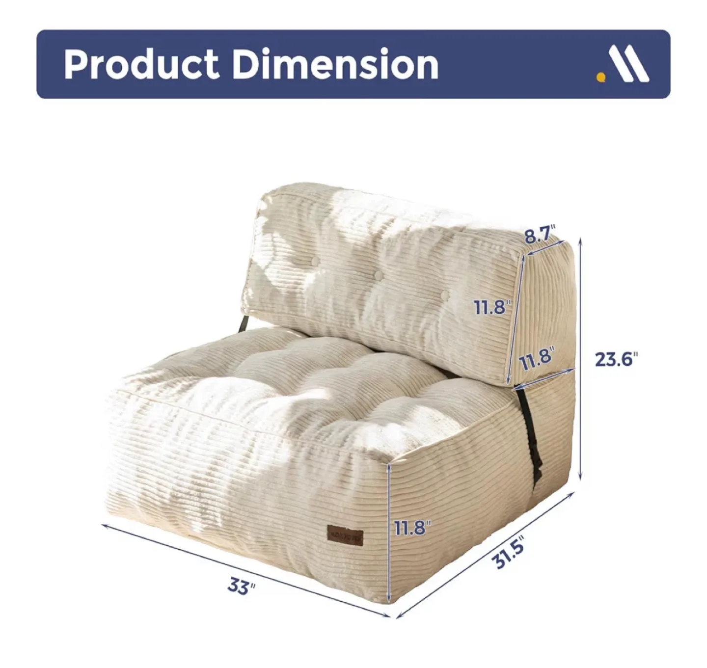 Cream Color / Corduroy Bean Bag Chair image indicator(2)