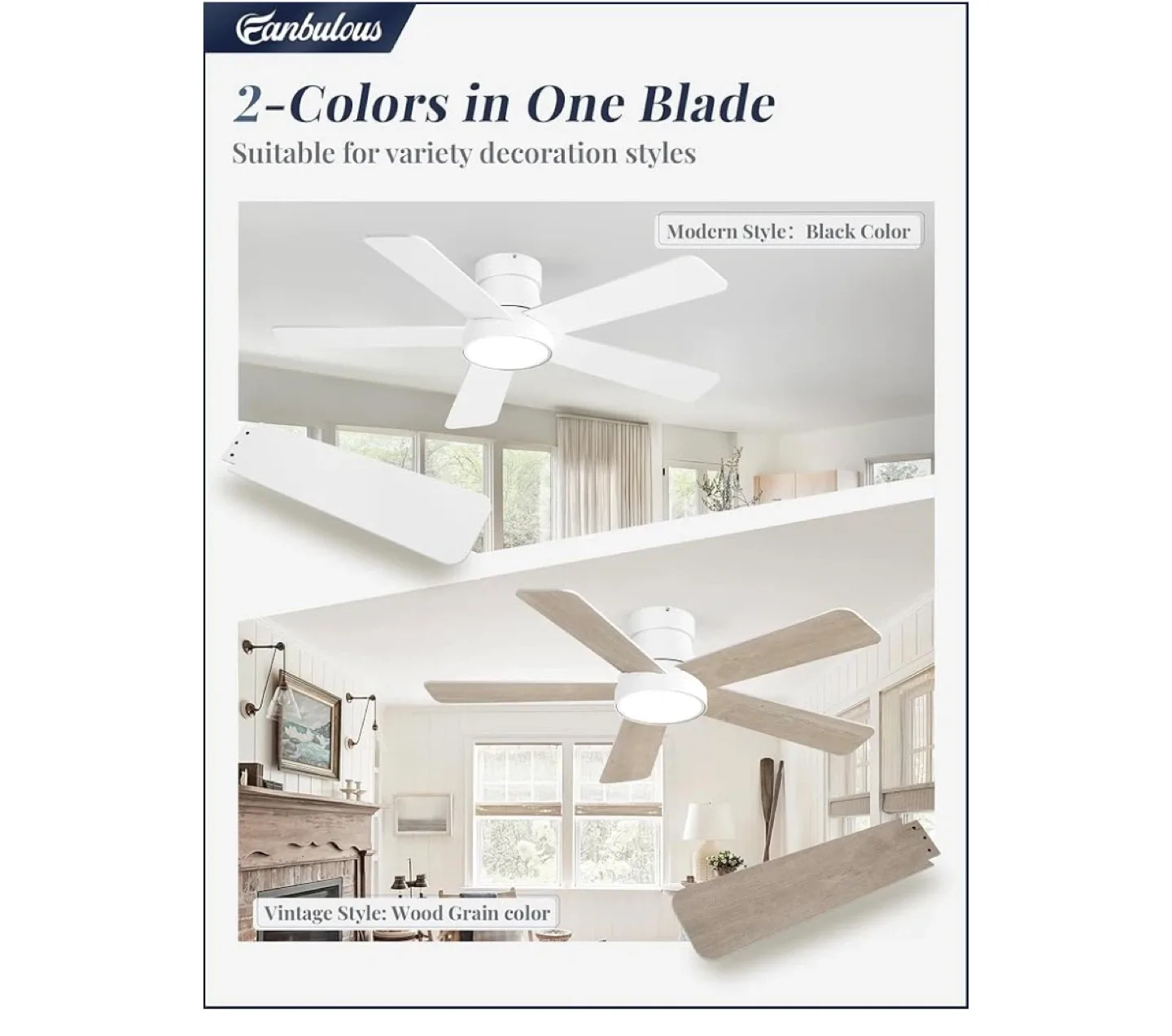 Fanbulous 42 Inch White Ceiling Fan with Lights image indicator(4)