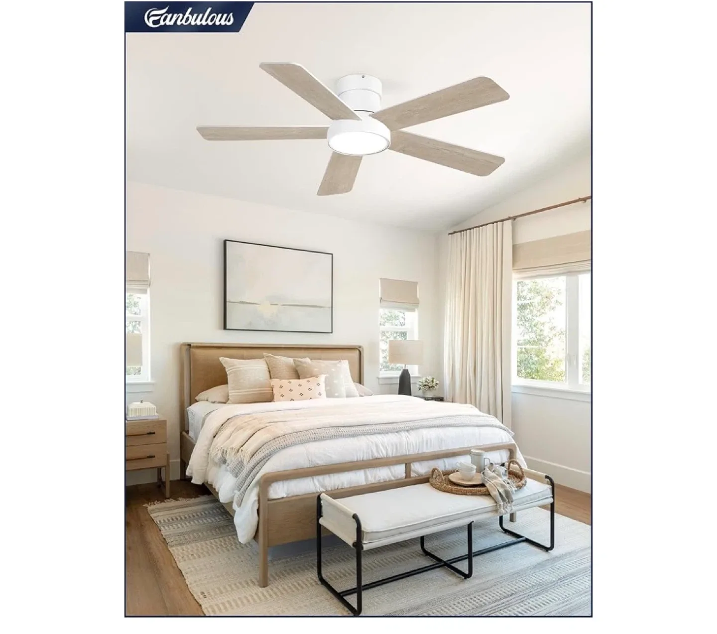 Fanbulous 42 Inch White Ceiling Fan with Lights image indicator(6)