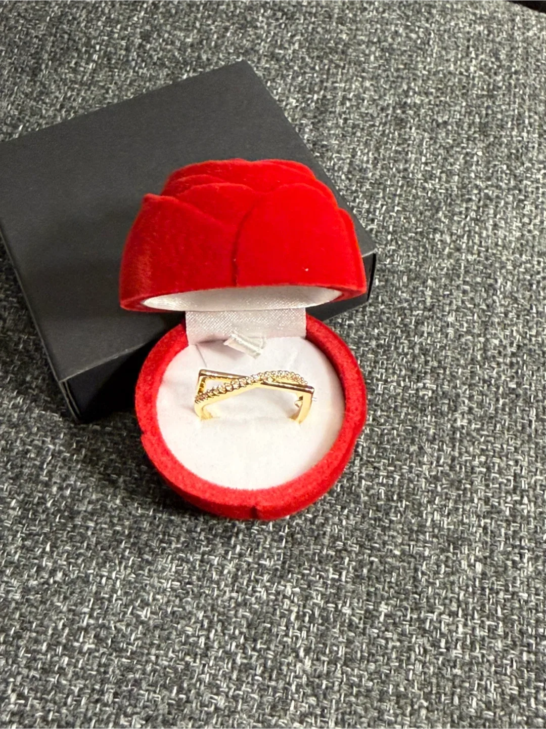 Gold Ring with Rhinestones, Adjustable