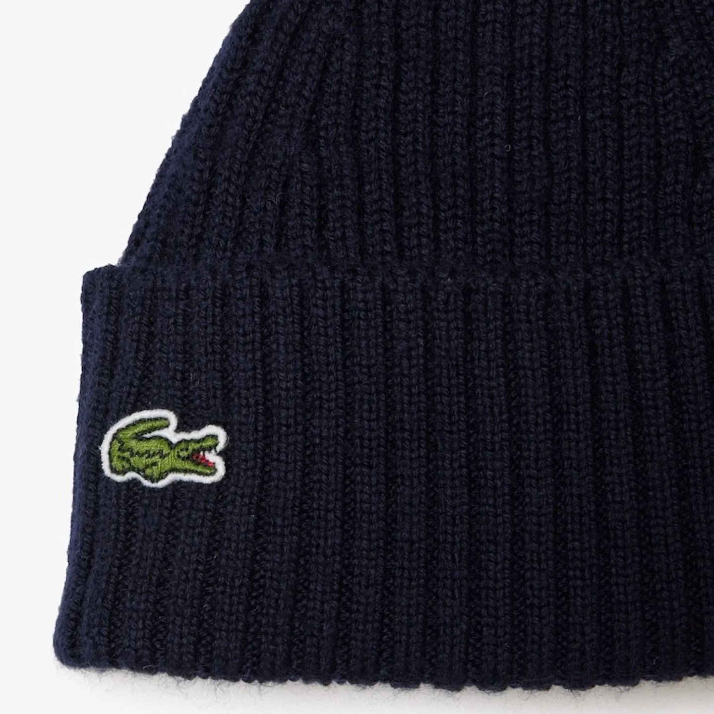 Lacoste Kids Navy Blue Rib Knit Wool Logo Beanie Hat Size 2/5Y image indicator(2)