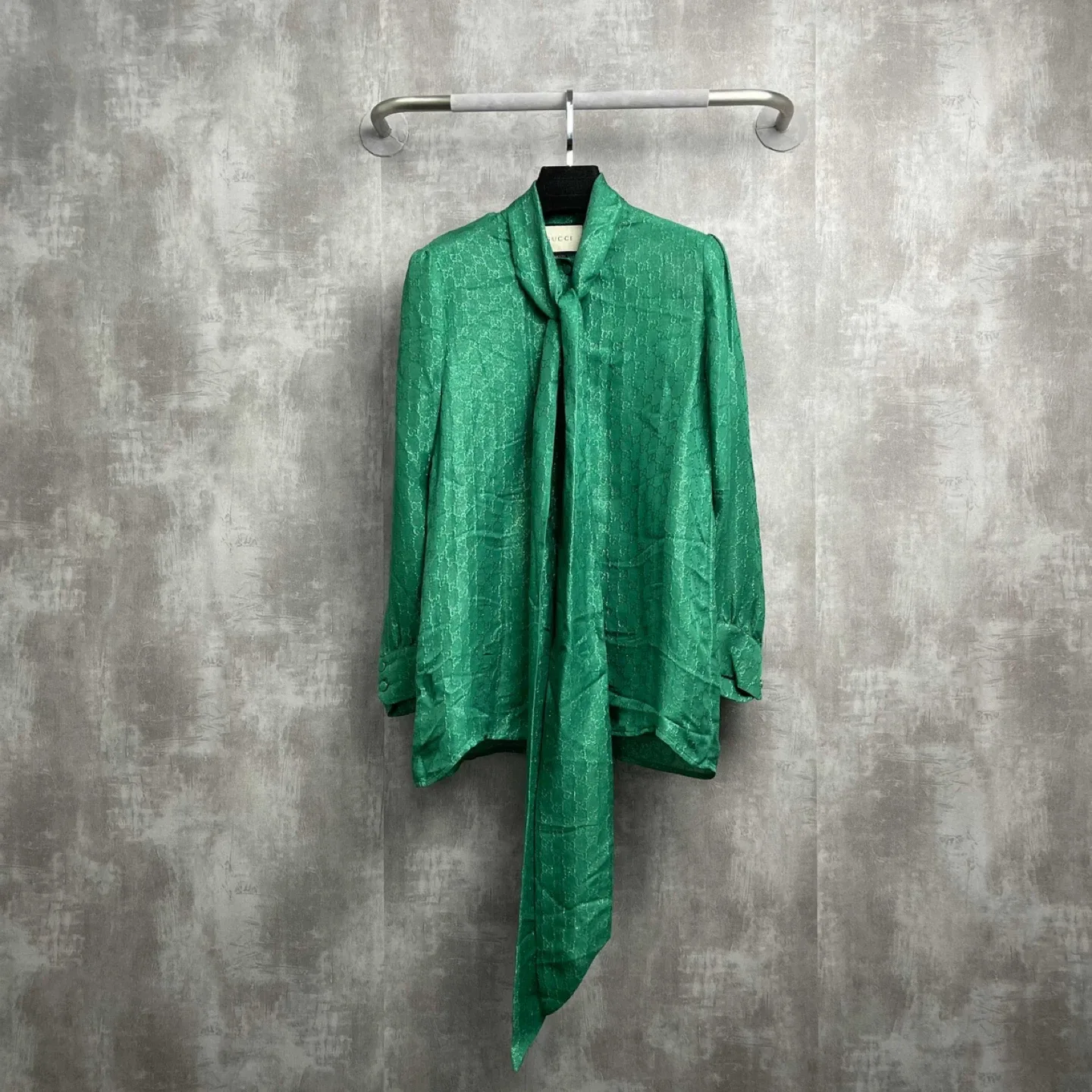 Gucci Green Tie-Neck Blouse