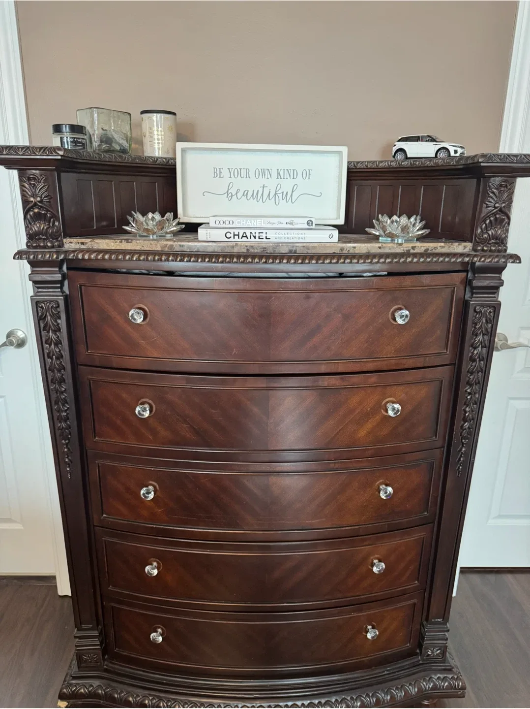 Elegant Brown Wood Chest of Drawers