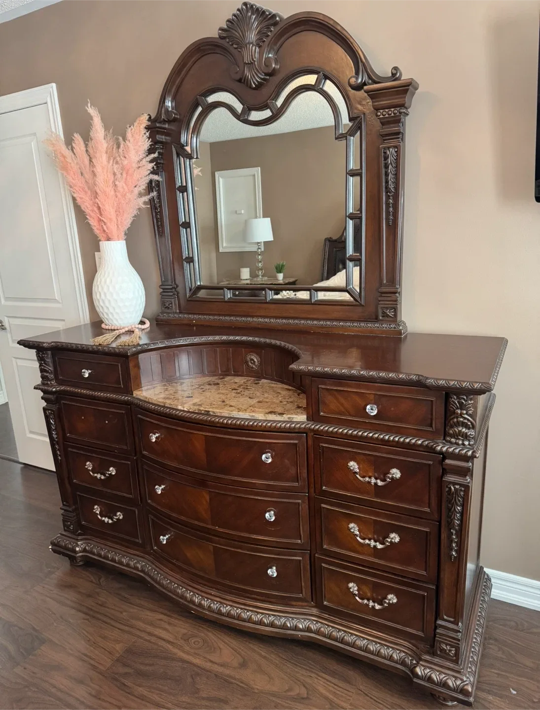 Elegant Wooden Dresser with Mirror