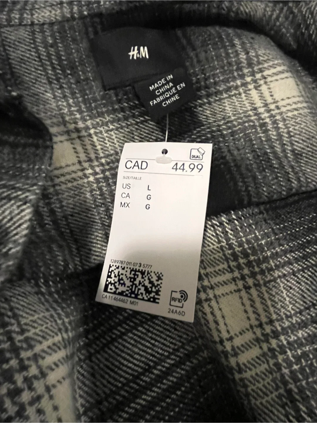 H&M Black & White Plaid Flannel - Size L