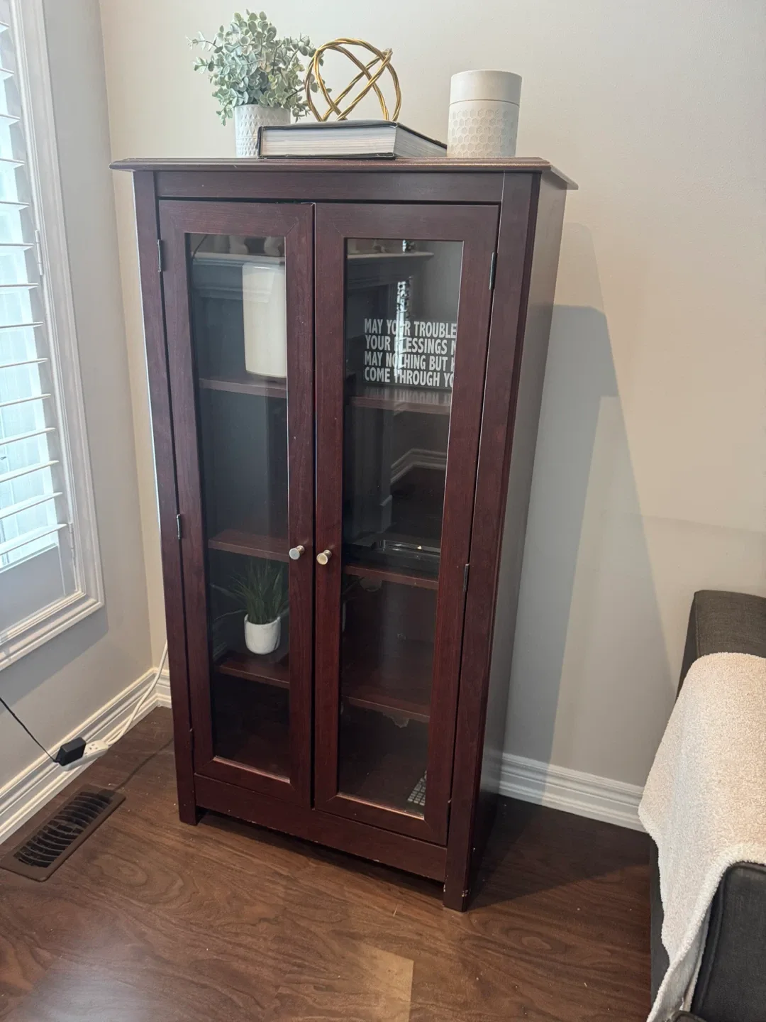 Brown Glass Door Display Cabinet