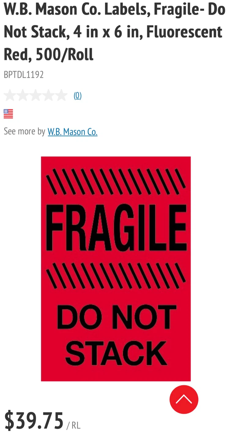 W.B. Mason Fragile Do Not Stack Labels - photo 4