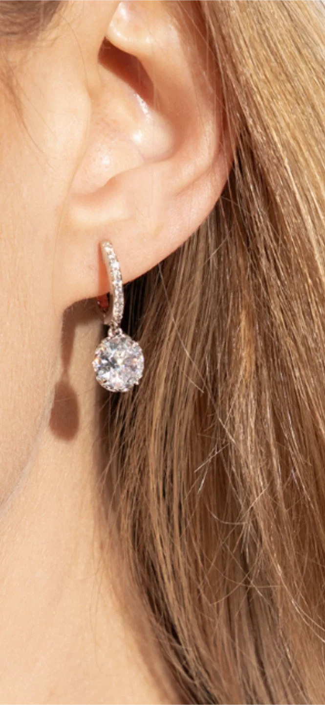 Kate Spade silver Hoop Earrings with Crystals