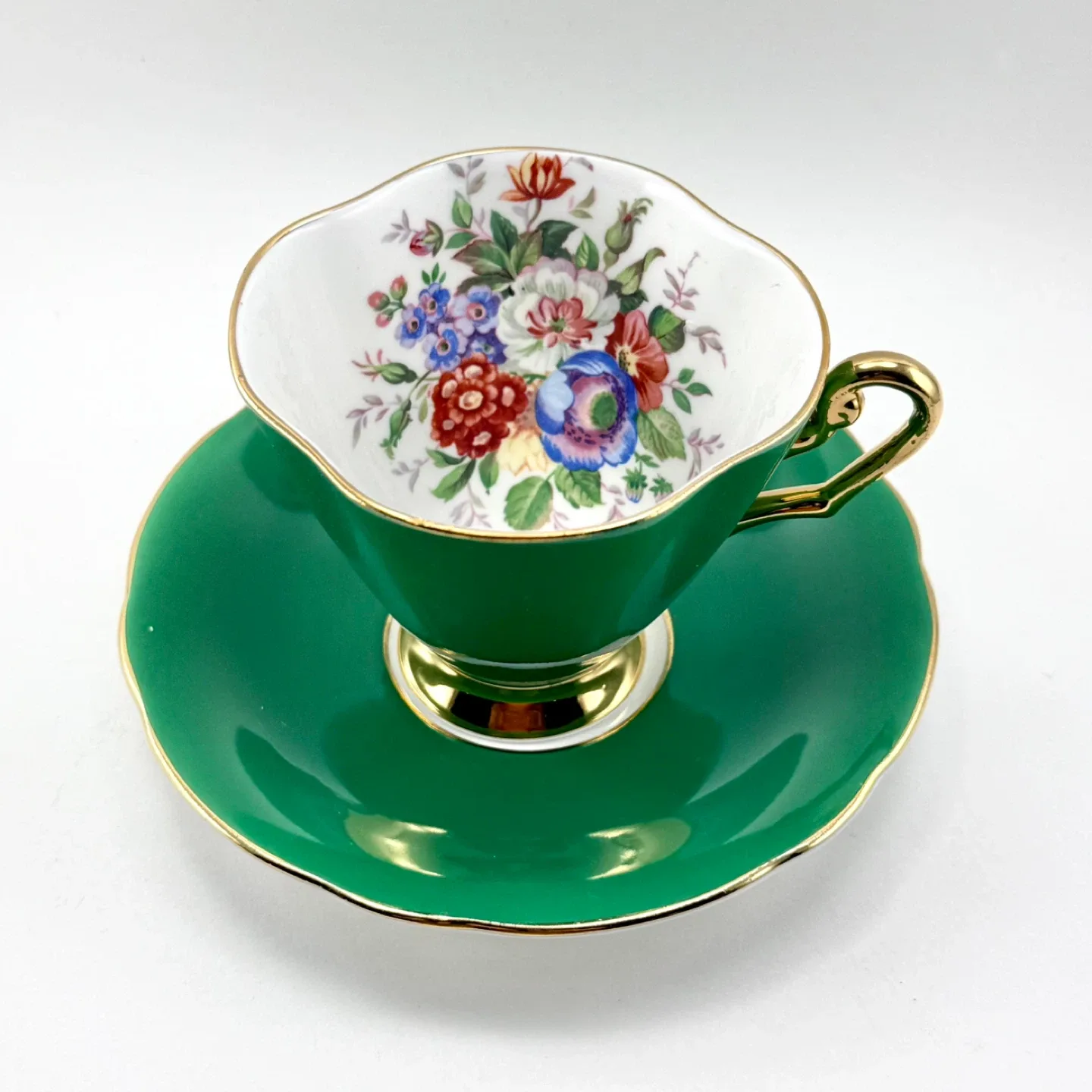 Windsor emerald green floral teacup