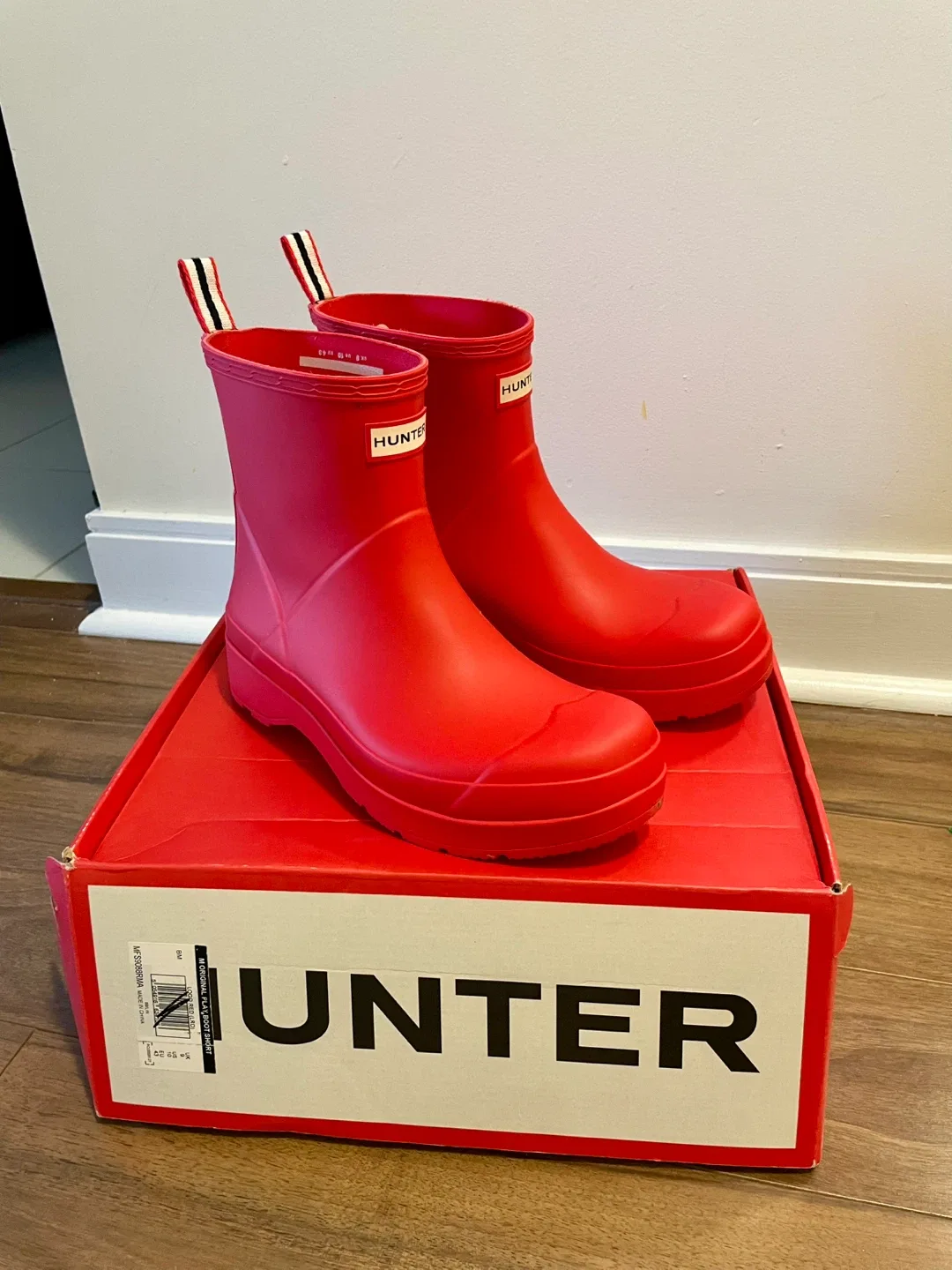 Hunter Men Rain Boots - Red, US Size 10