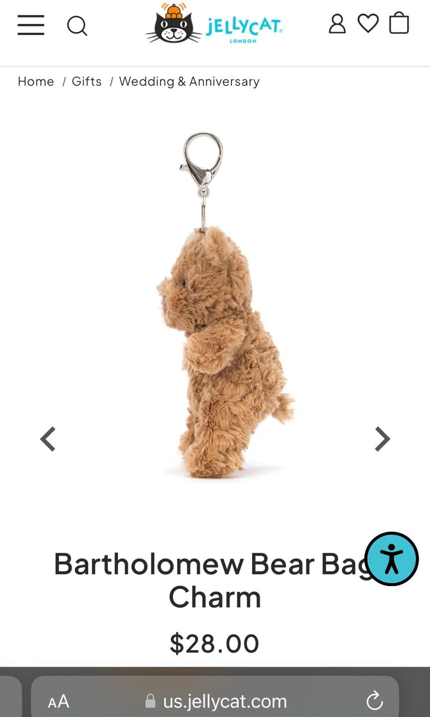 Jellycat Bartholomew Bear Bag Charm - photo 4