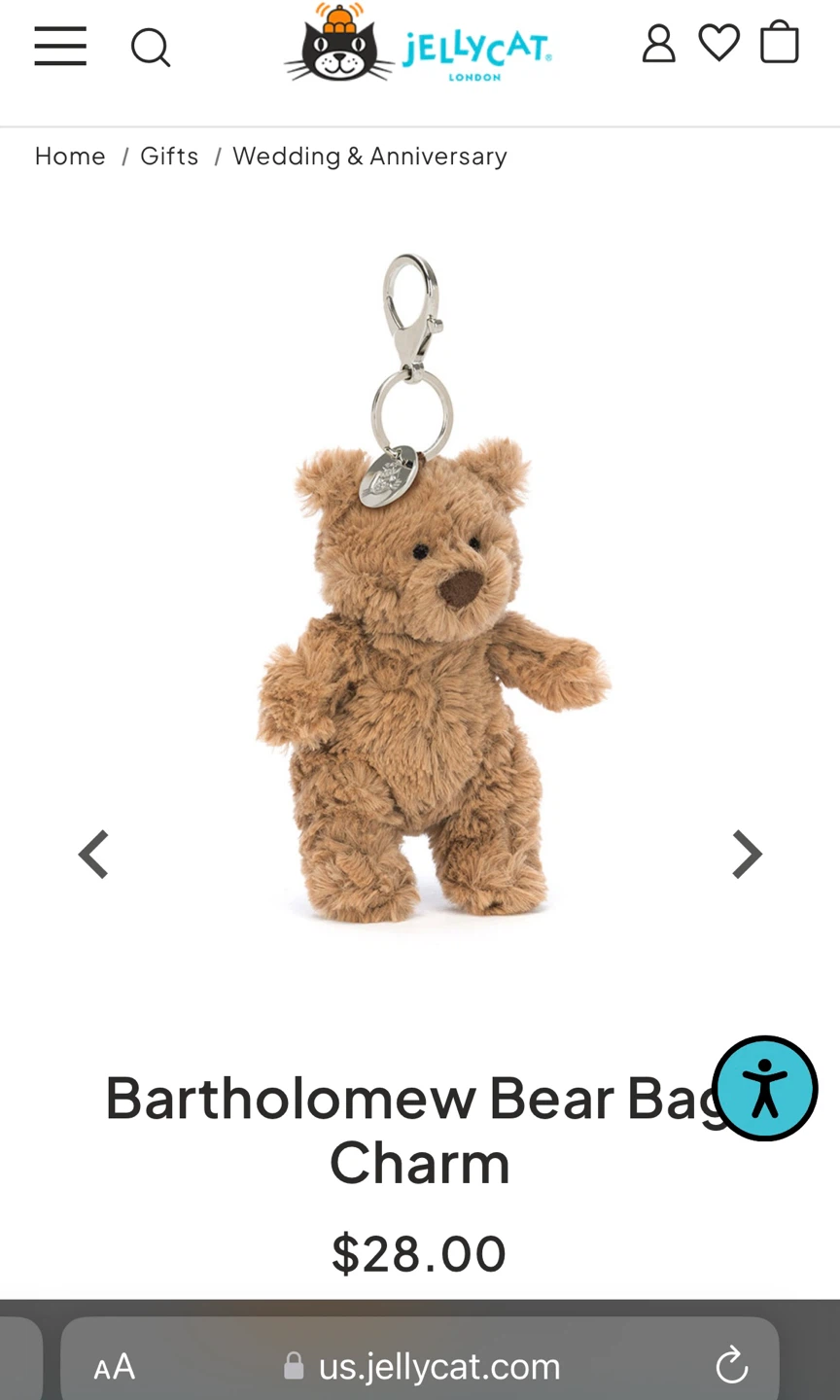 Jellycat Bartholomew Bear Bag Charm - photo 2
