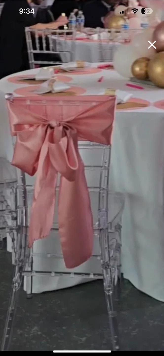 Pink Satin Chair Sashes - Event Decor 20pcs