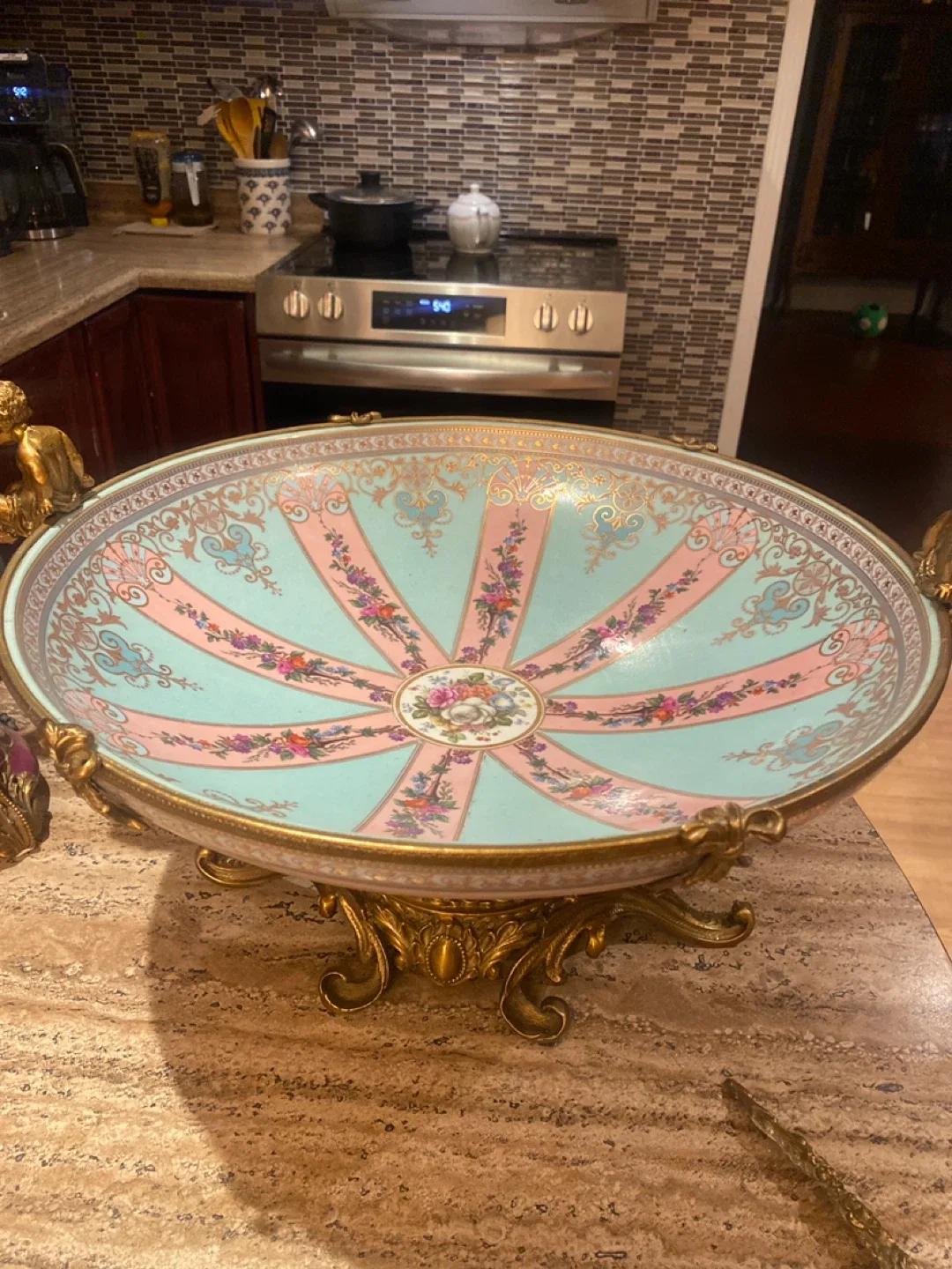 Vintage Decorative Bowl with Gold Accents image indicator(3)