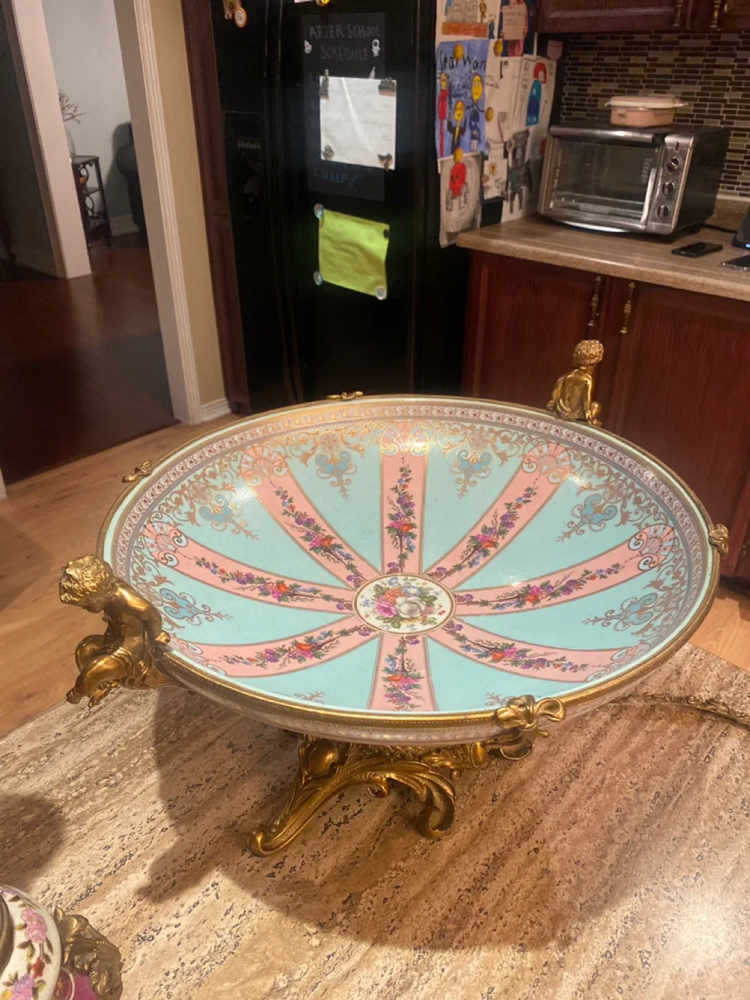Vintage Decorative Bowl with Gold Accents
