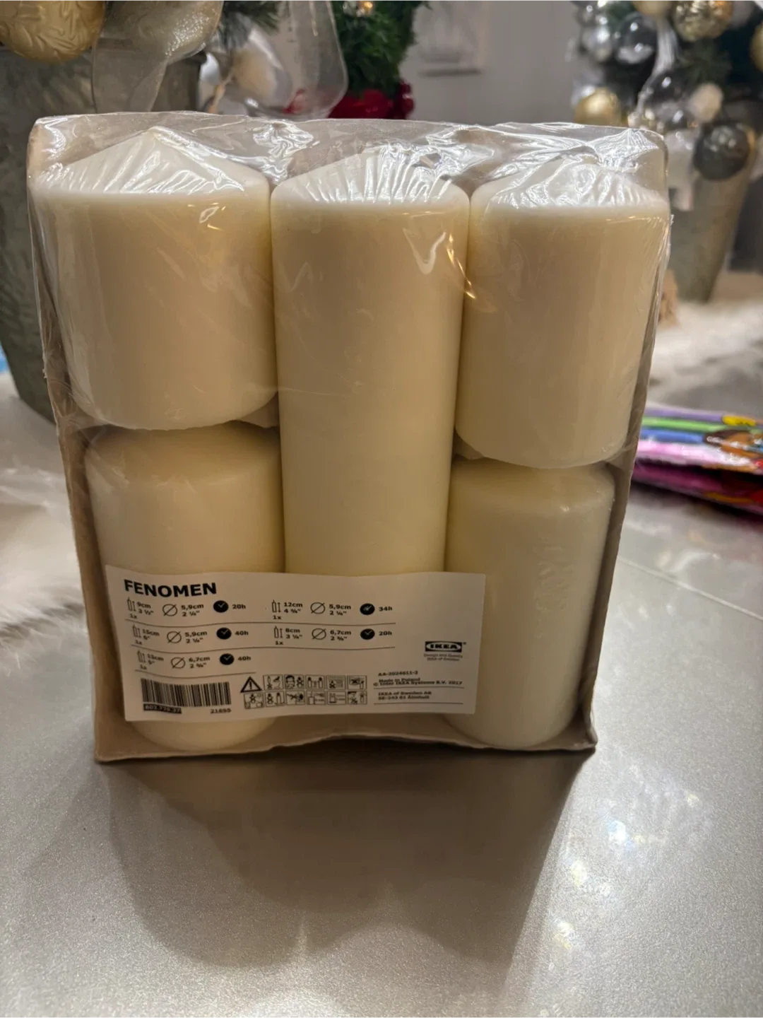 IKEA FENOMEN Block Candle, Set of 6, New