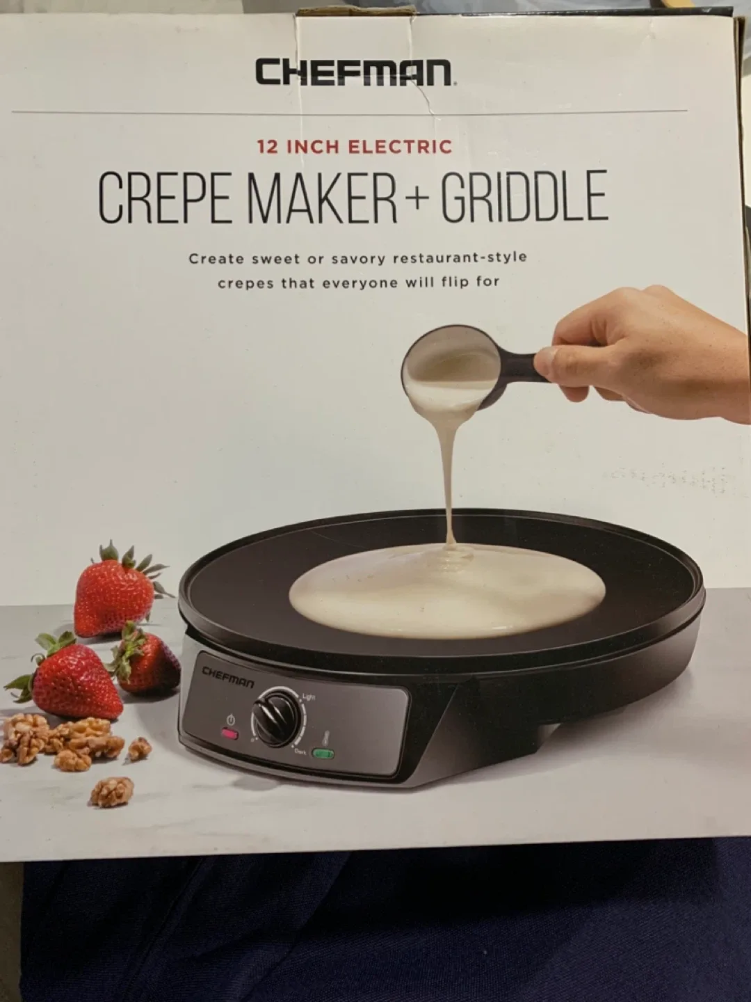 Chefman 12 Inch Electric Crepe Maker + Griddle