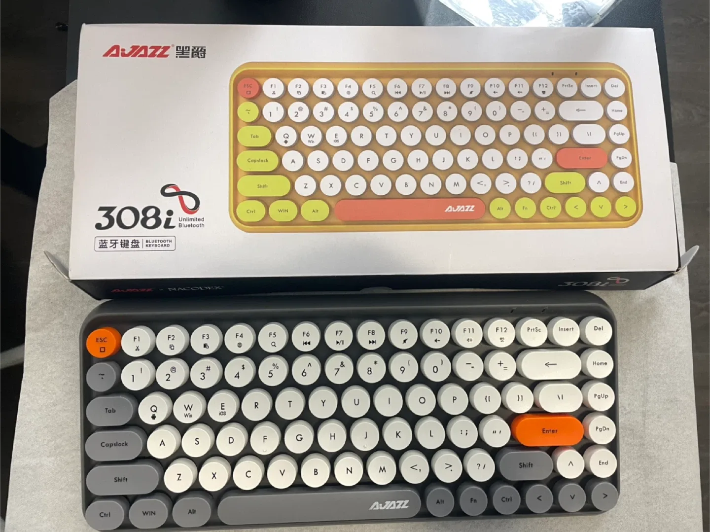 AJAZZ 308i Wireless Bluetooth Typewriter Keyboard - Grey