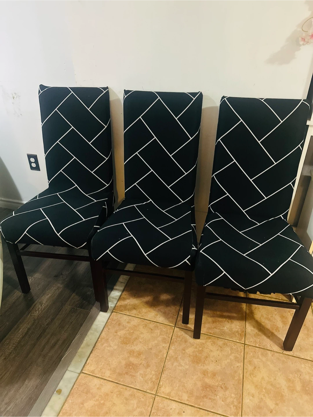 Chair covers - set of 3, black & white