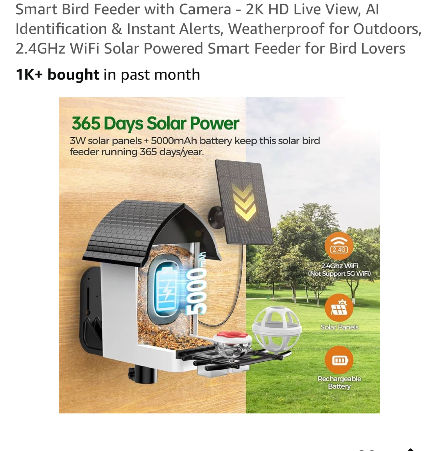 Brand new AI Smart Bird Feeder with Camera - photo 4