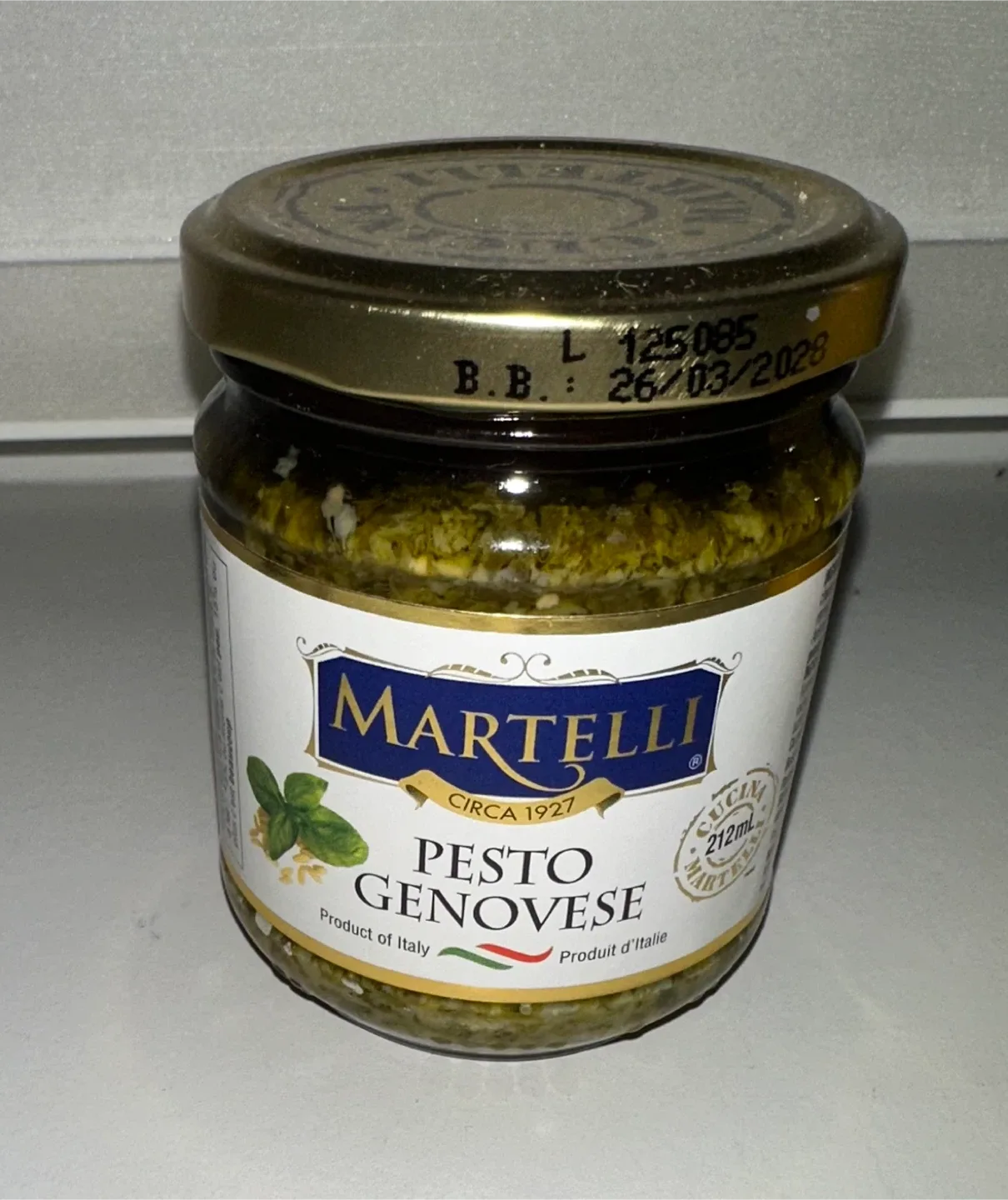 Jar of pesto sauce