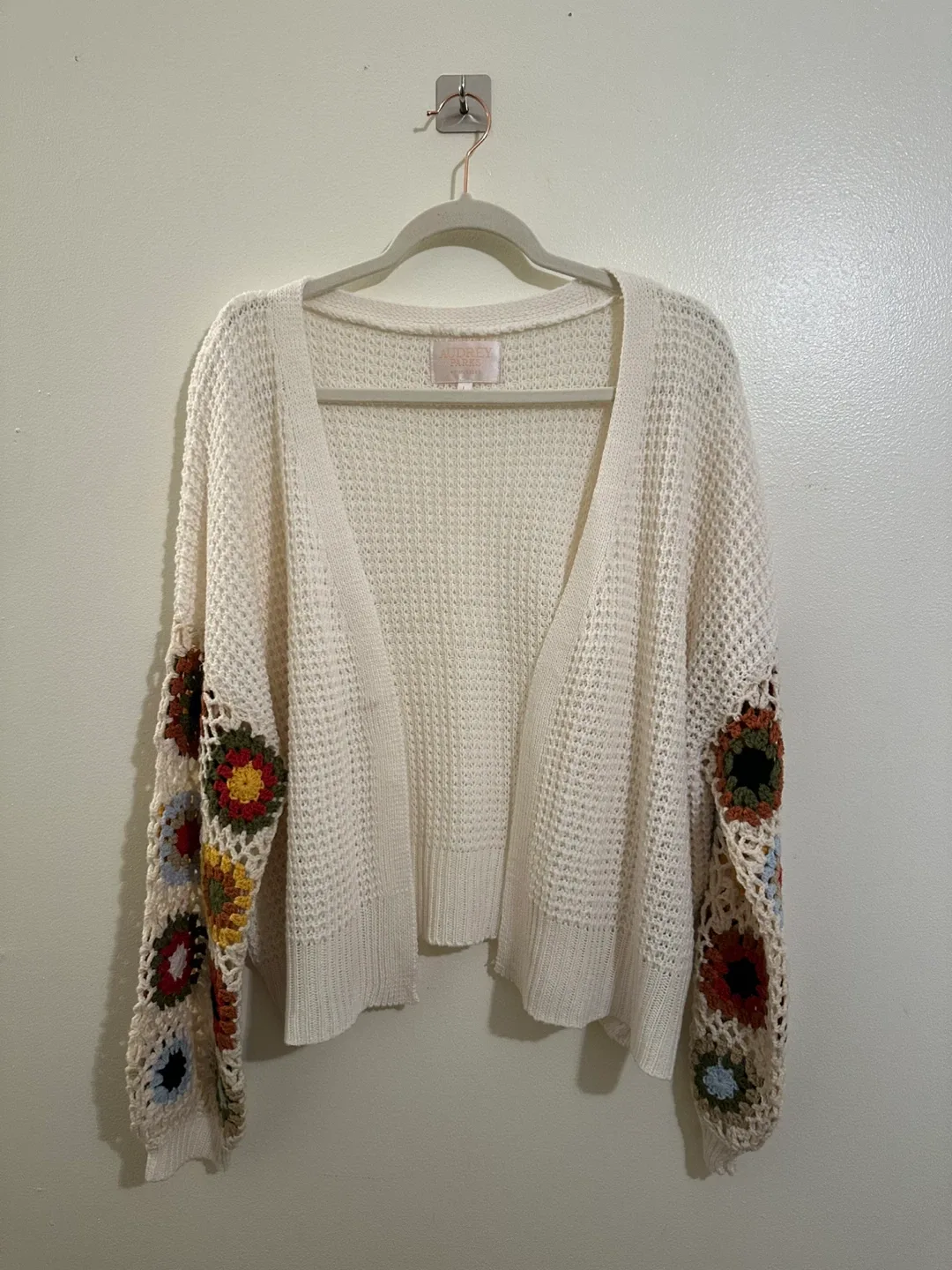 Francesca's Crochet Sleeve Cardigan - Women’s Size L image indicator(2)