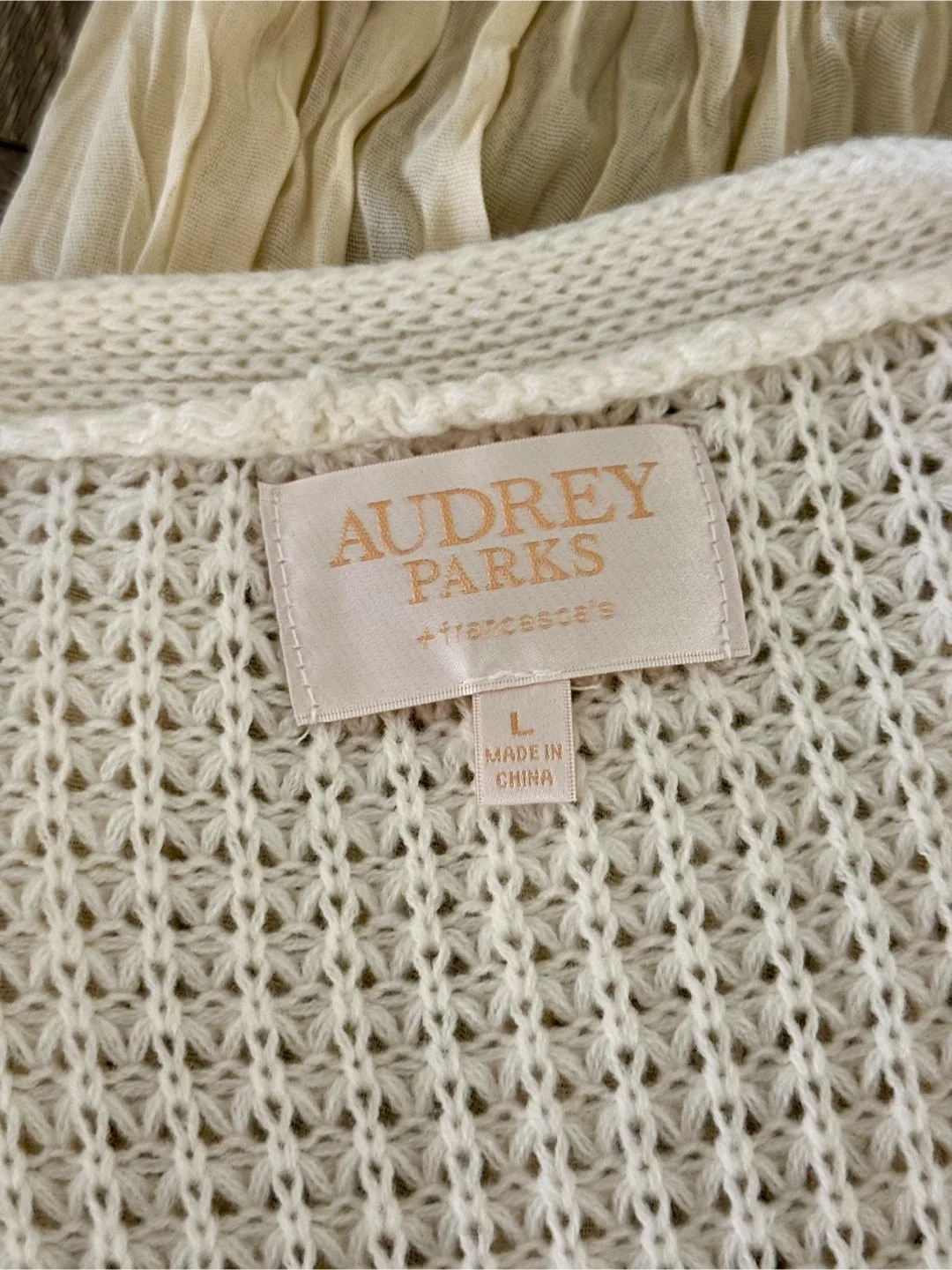 Francesca's Crochet Sleeve Cardigan - Women’s Size L image indicator(4)