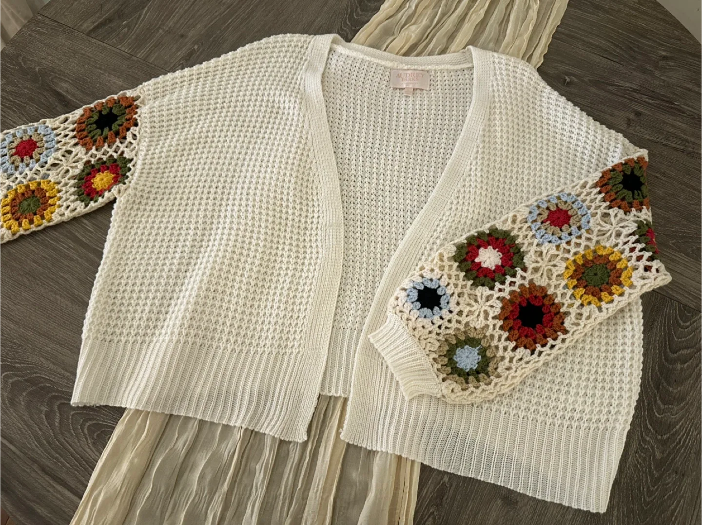 Francesca's Crochet Sleeve Cardigan - Women’s Size L