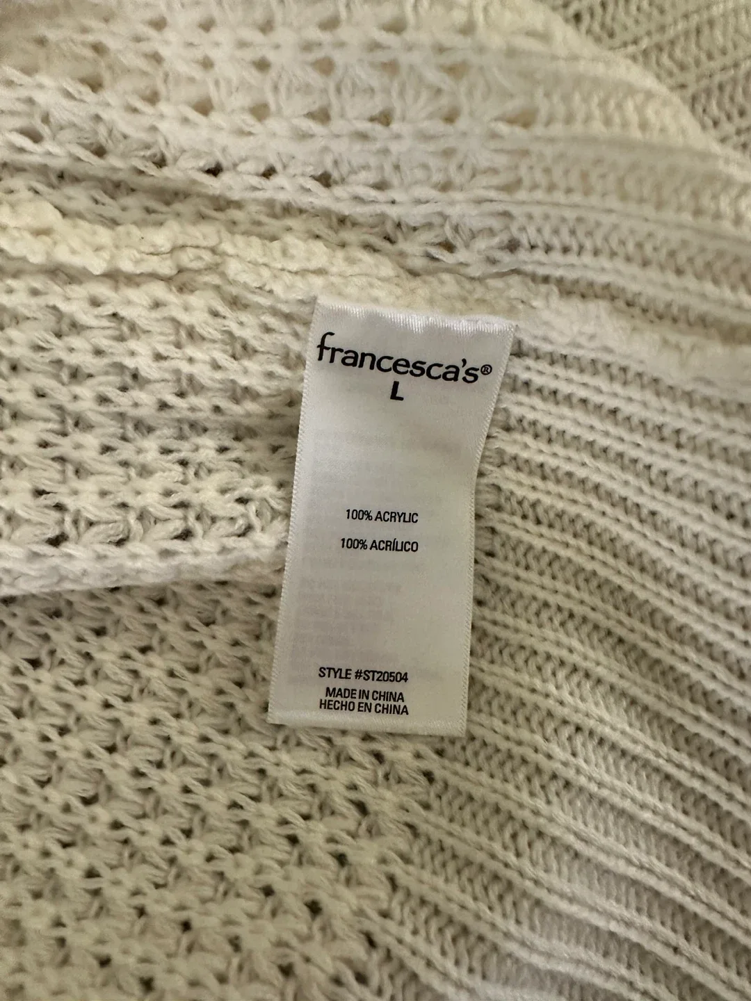 Francesca's Crochet Sleeve Cardigan - Women’s Size L image indicator(5)