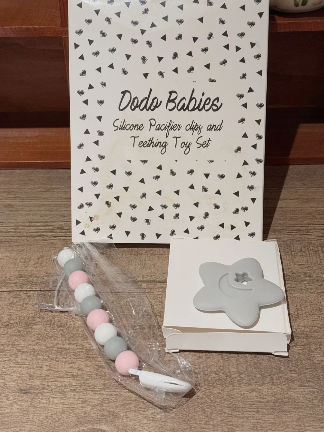 New With Box! Babies Pacifier Clips & Teething Toy Set